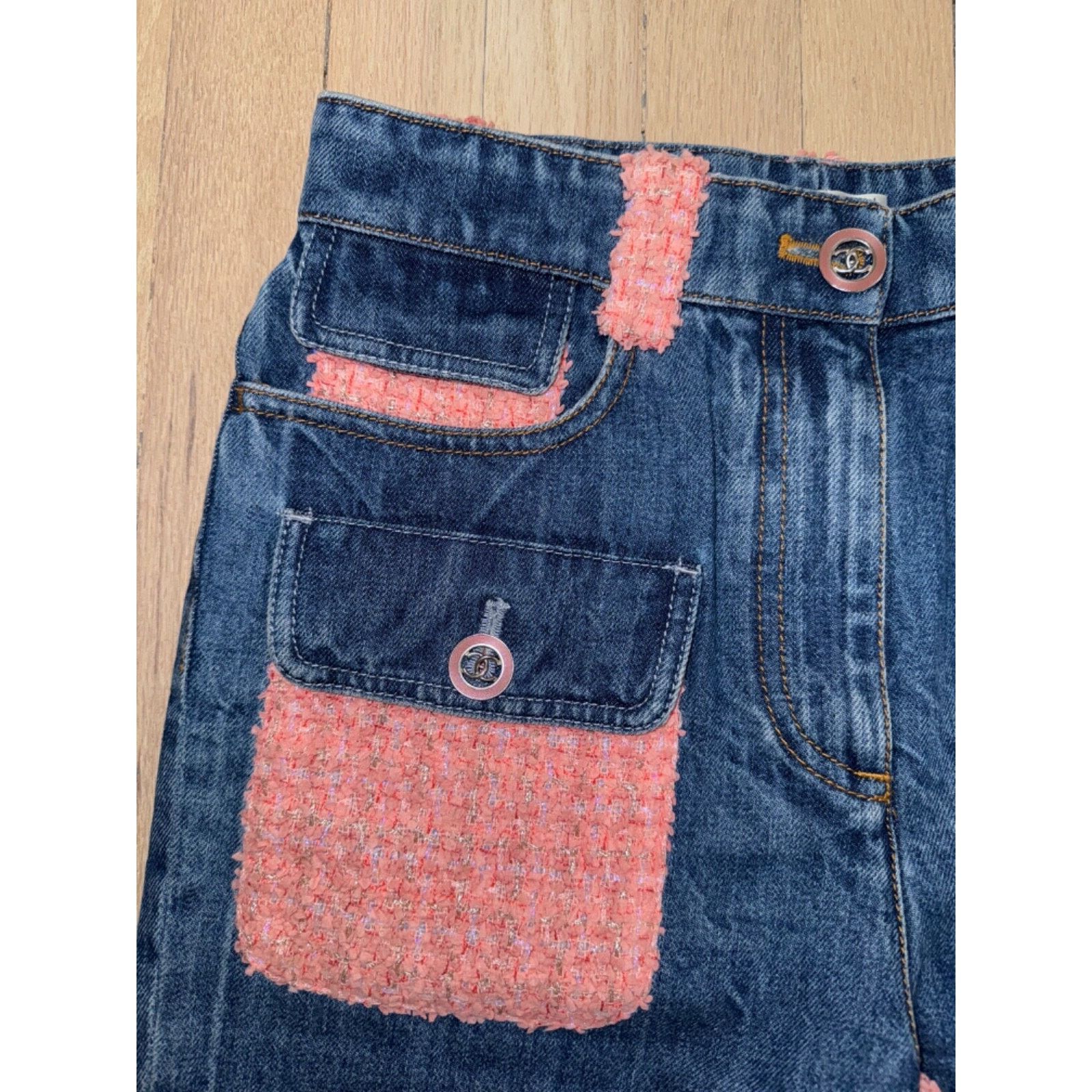 Chanel Chanel Gold Iridescent Tweed CC Logo Button Regular Jeans 38 Size 26" / US 2 / IT 38 - 8 Thumbnail