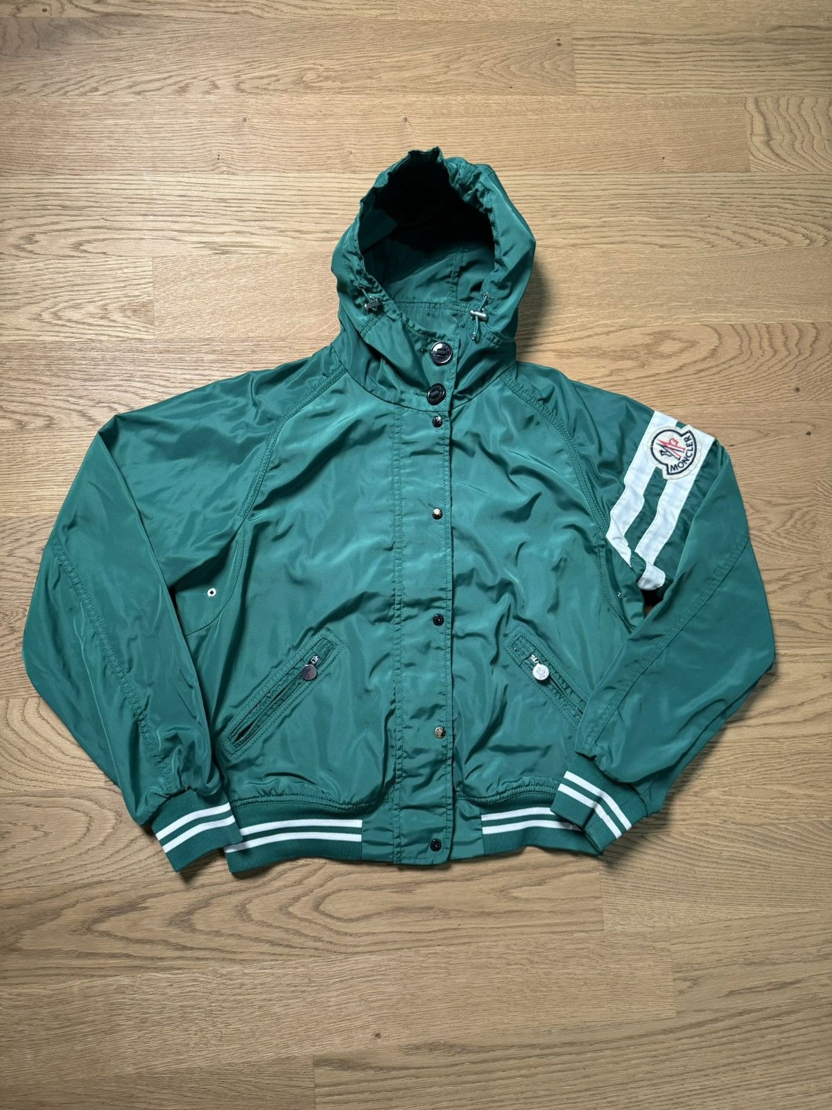 image of Moncler Big Logo Hooded Bomber Jacket (S), Men's (Size Small)
