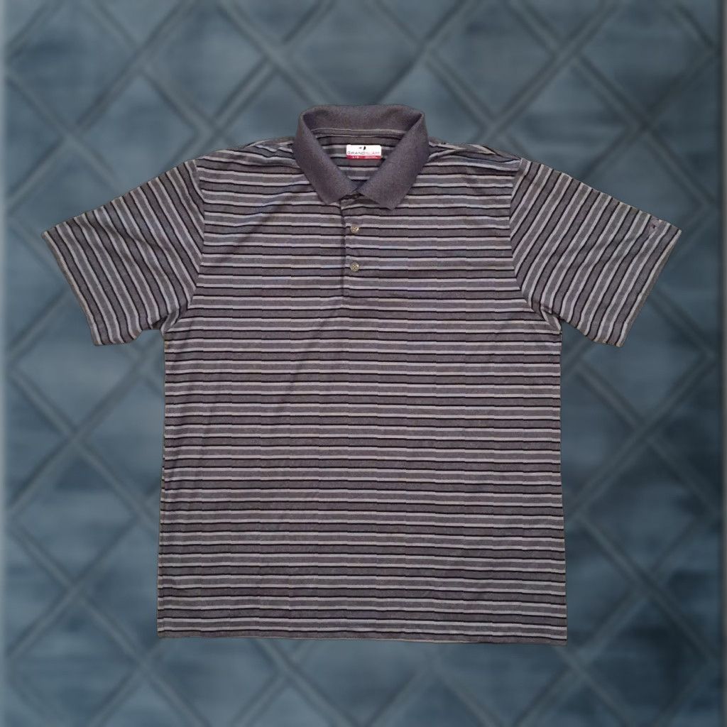Vintage Grand Slam Polo Shirt Mens Large Gray Striped Short Sleeve Size US L / EU 52-54 / 3 - 1 Thumbnail