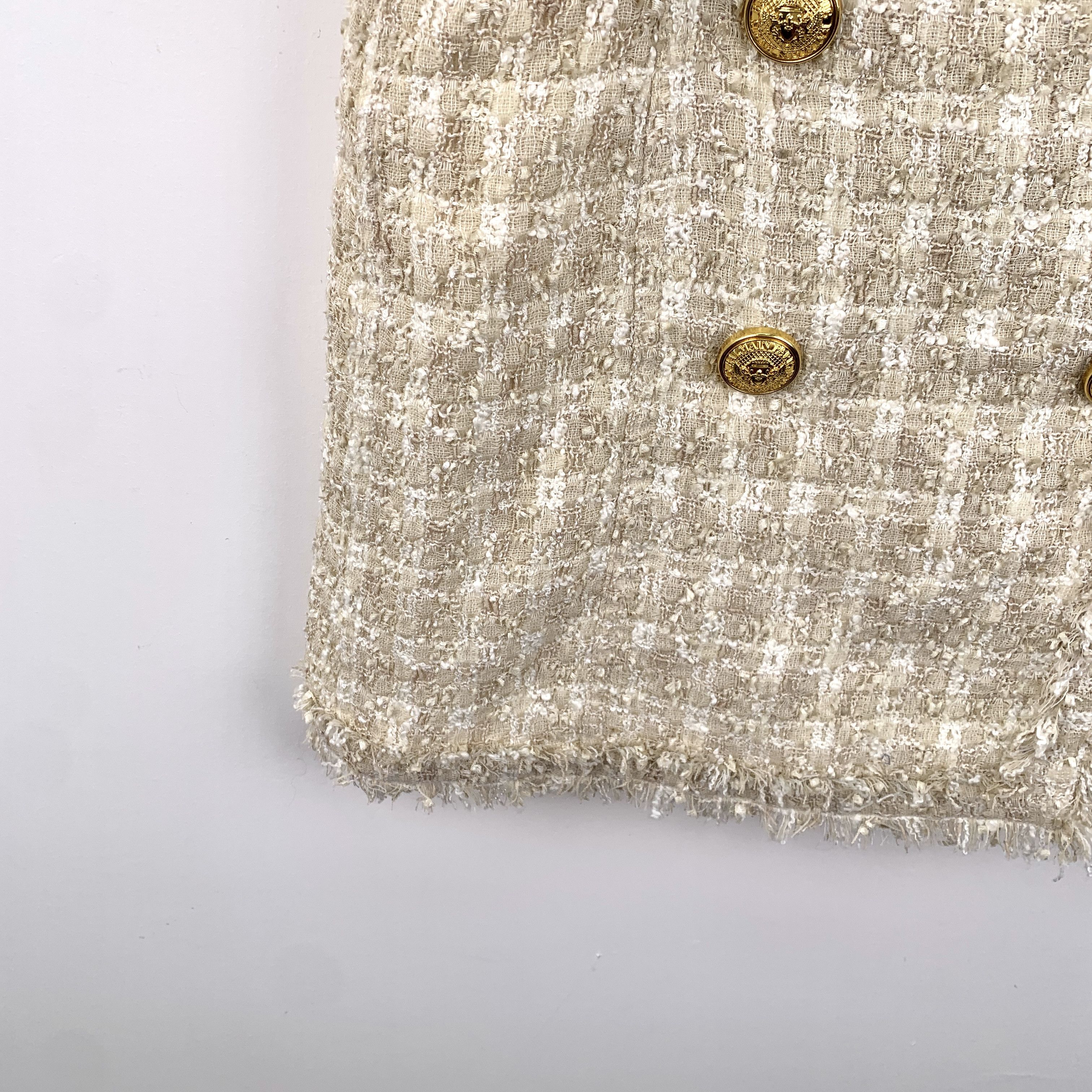 Balmain Balmain Tweed Double-Breasted Dress Beige (Size XS) Size XS / US 0-2 / IT 36-38 - 6 Thumbnail