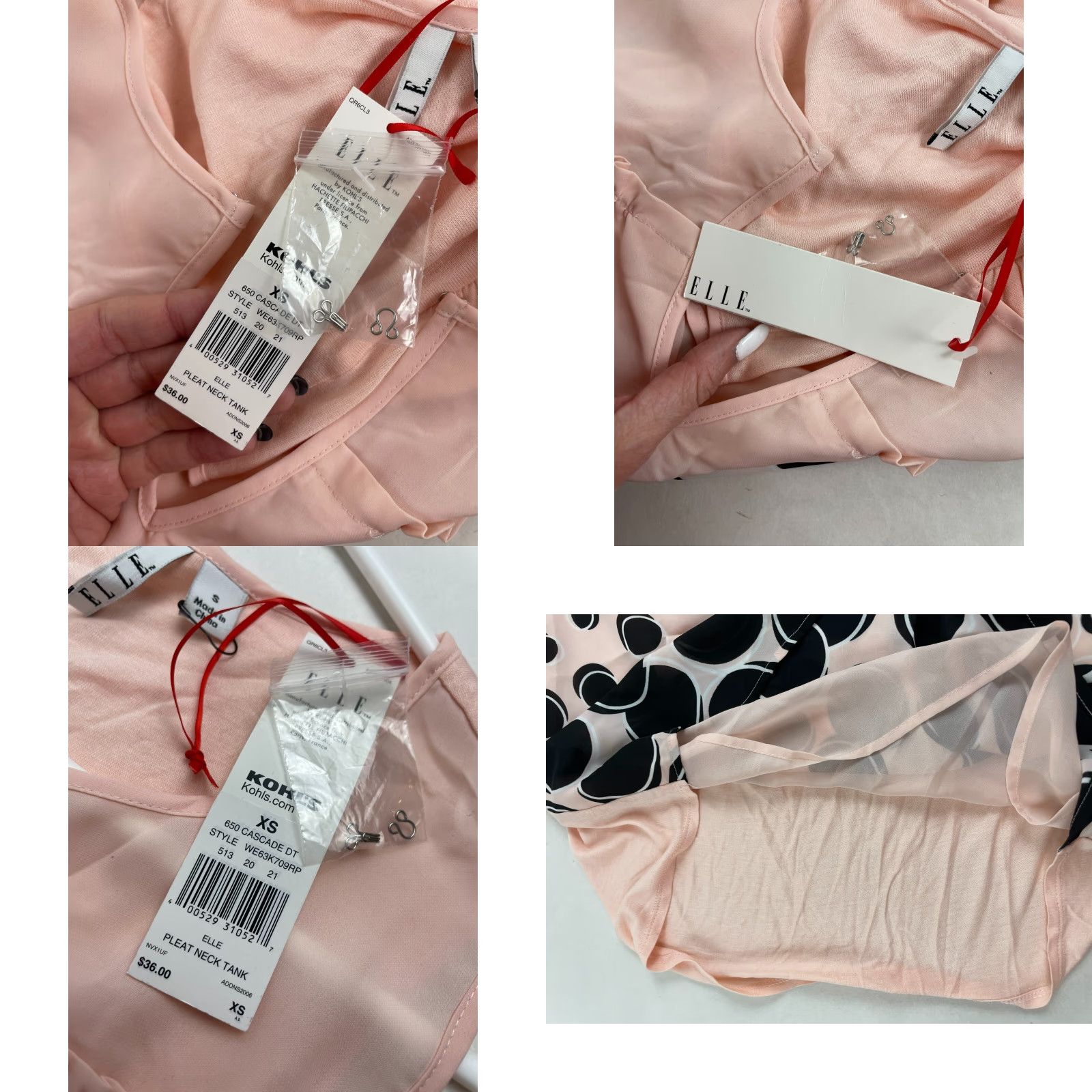 Vintage ELLE Tank Top Women's XS Pink Black Polka Dot Sleeveless Keyhole NWT Tank Women XS Pink Black Polka Dot NWT Size XS / US 0-2 / IT 36-38 - 8 Thumbnail