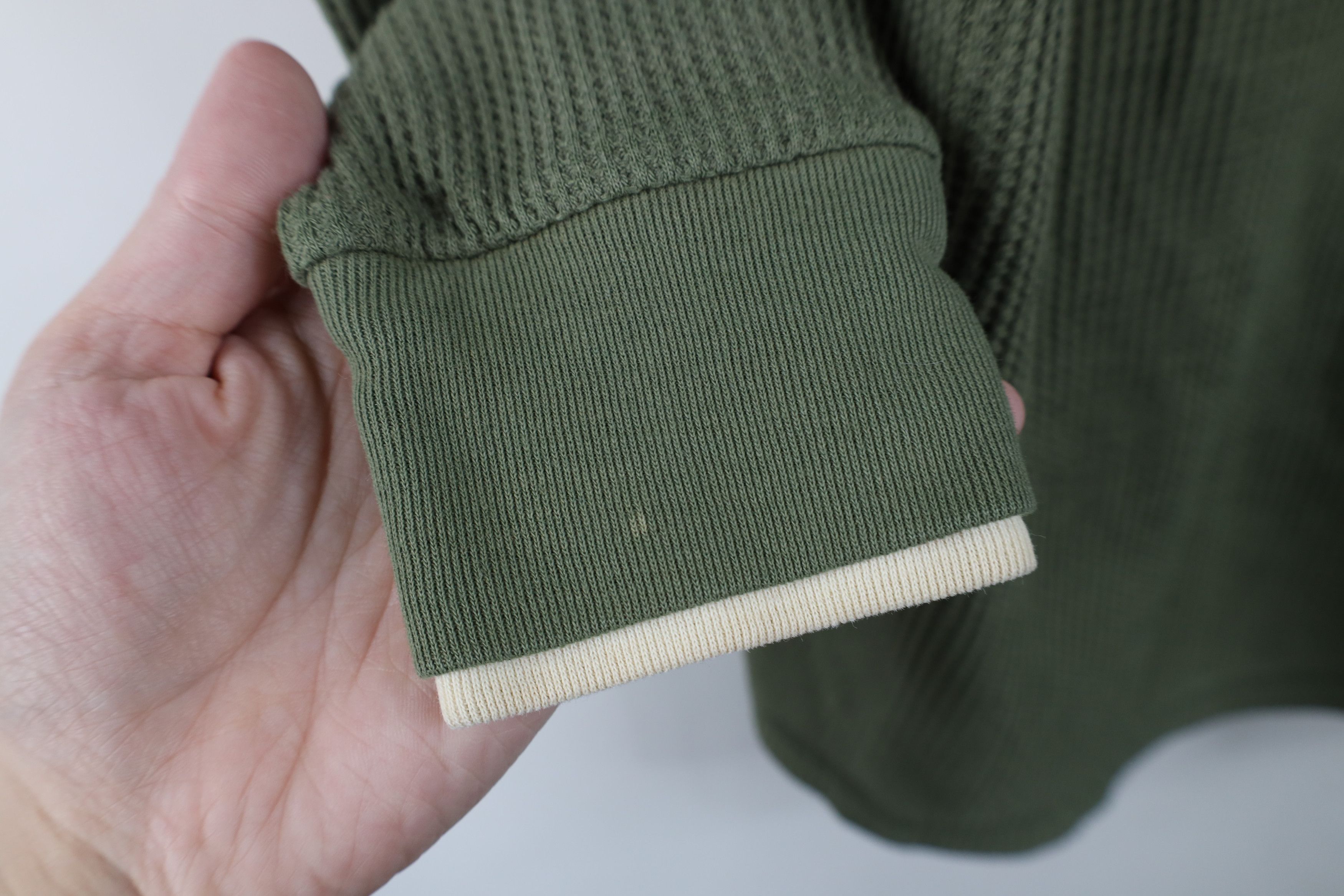 Vintage Vintage 90s Streetwear Thermal Knit Henley T-Shirt Green Size L / US 10 / IT 46 - 8 Thumbnail