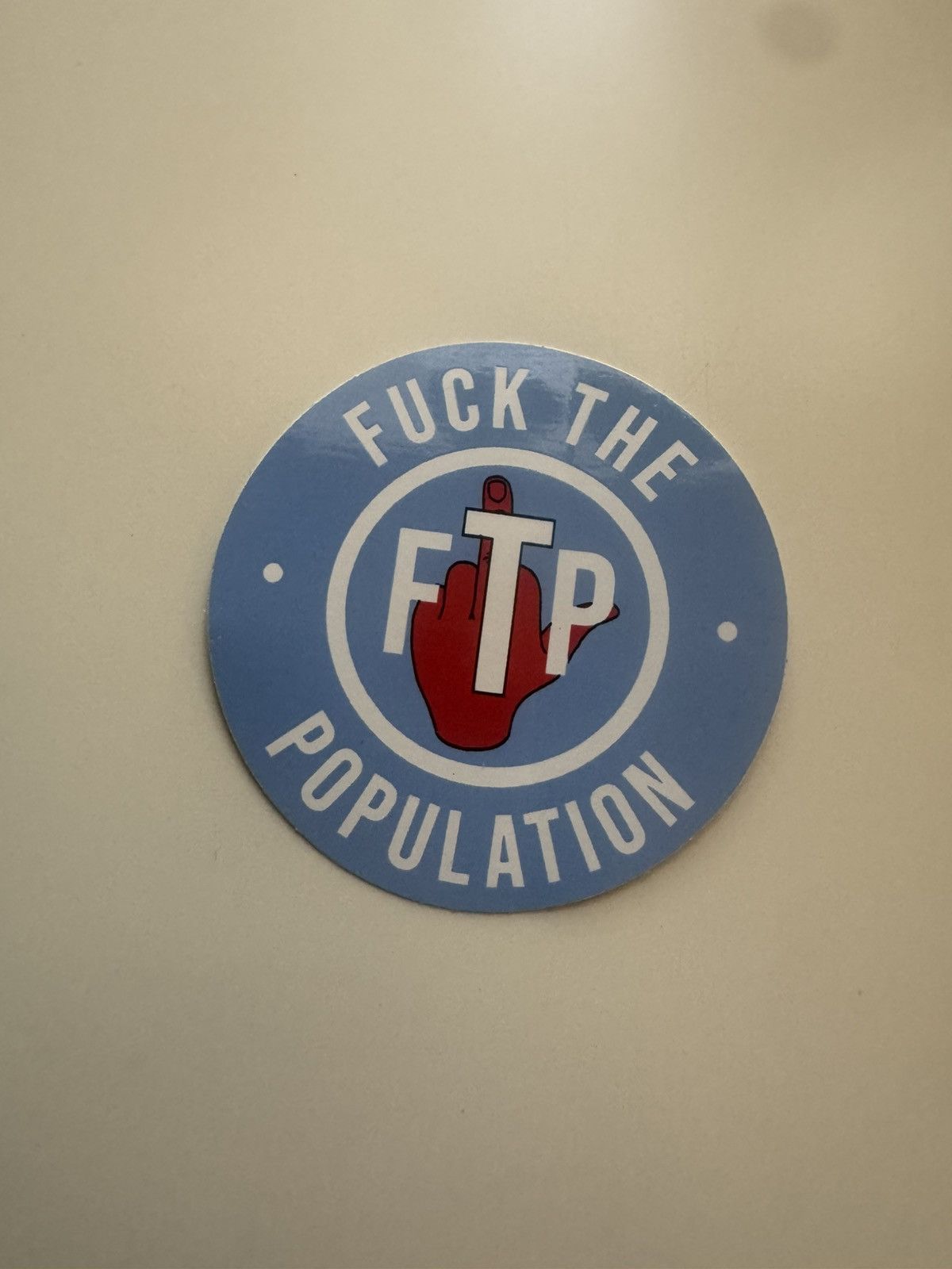 Fuck The Population FTP Middle Finger Badge Logo Sticker Size ONE SIZE - 3 Thumbnail