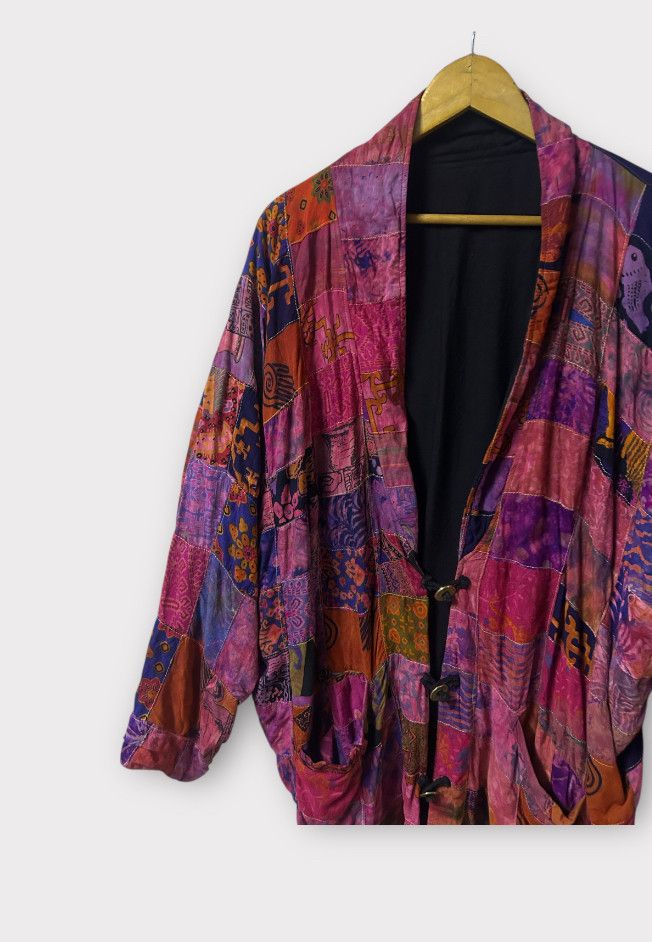 Japanese Brand Multicolour Unique Patchwork Vintage Handwoven Jacket Coat Size US M / EU 48-50 / 2 - 2 Thumbnail