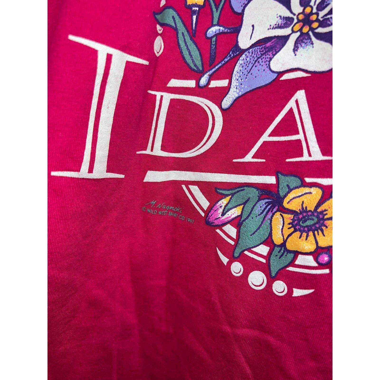 Jerzees Vintage Idaho Shirt Hummingbird Garden Flower Pink Tee 90s M Size US M / EU 48-50 / 2 - 5 Thumbnail