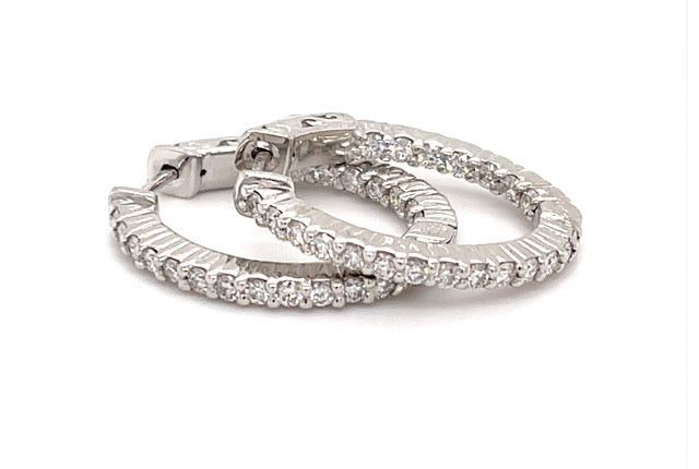image of Diamond In And Out Oval Hoops Earrings (1.17 Ctw) in Gold, Women's