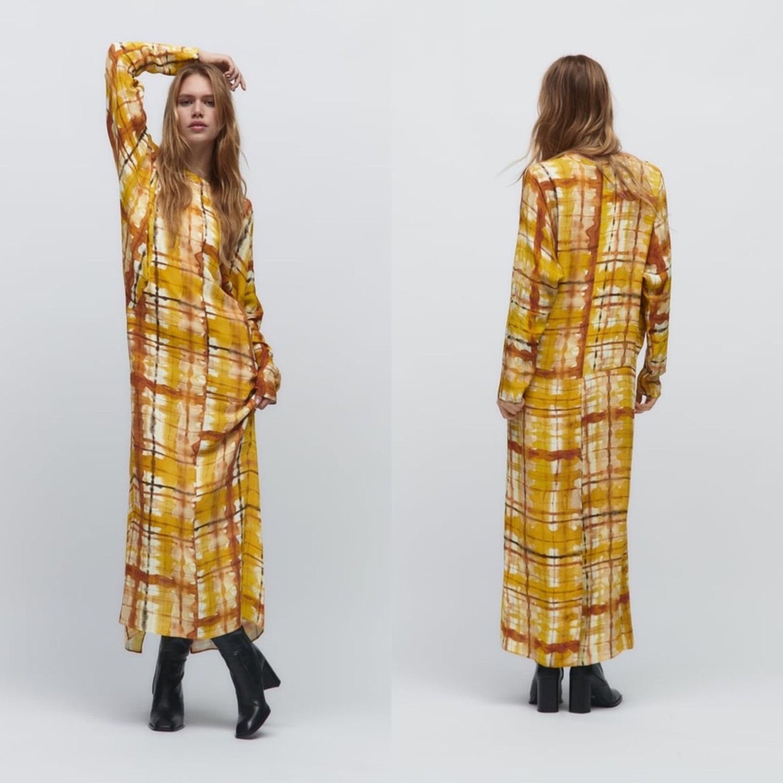 Zara ZARA PRINTED MIDI DRESS MULTICOLORED Size L / US 10 / IT 46 - 2 Thumbnail