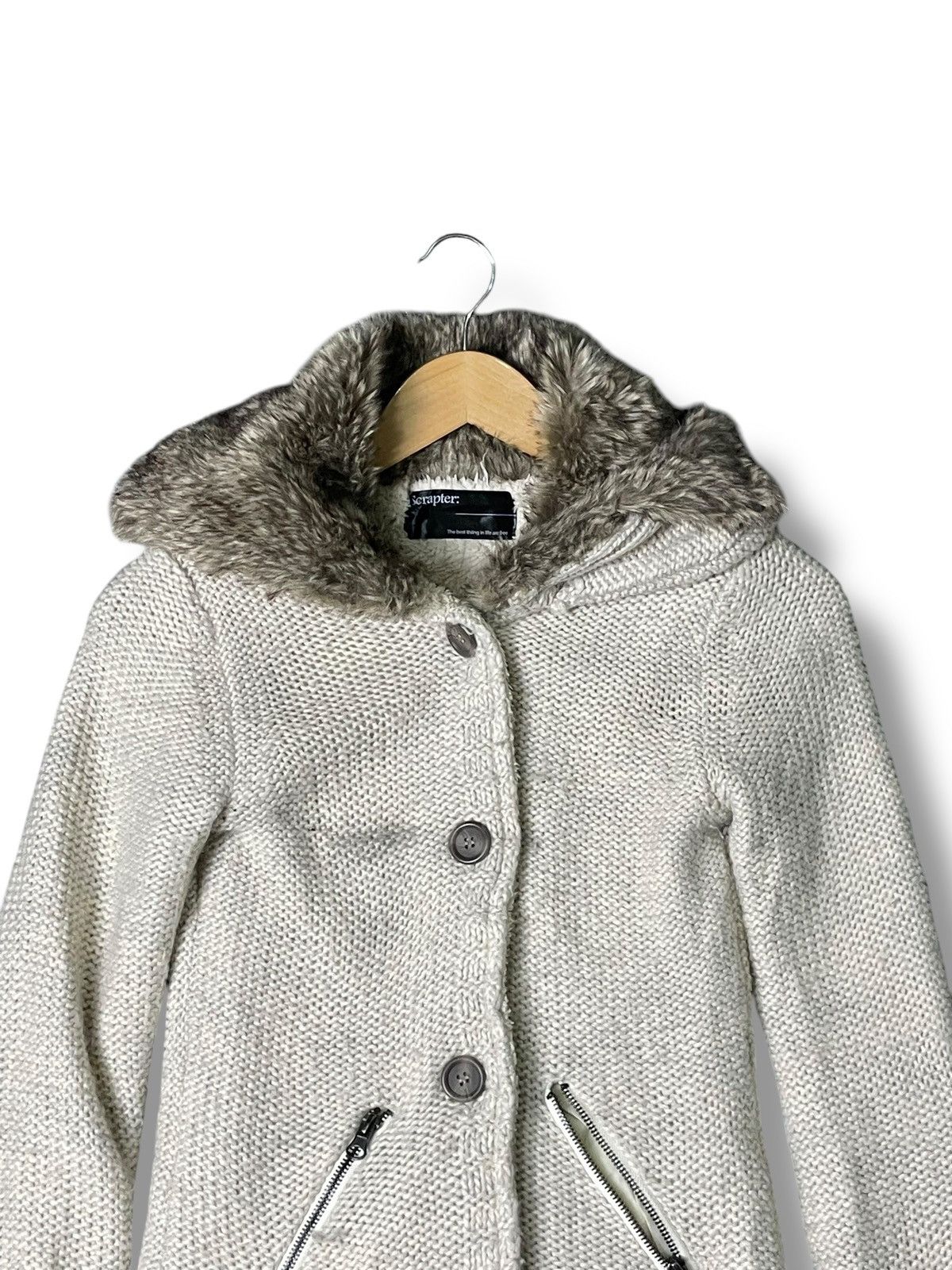 Designer × Japanese Brand × Vintage Scrapter Fur Collar Knitted Jacket Outerwear(42) Size US XS / EU 42 / 0 - 4 Thumbnail