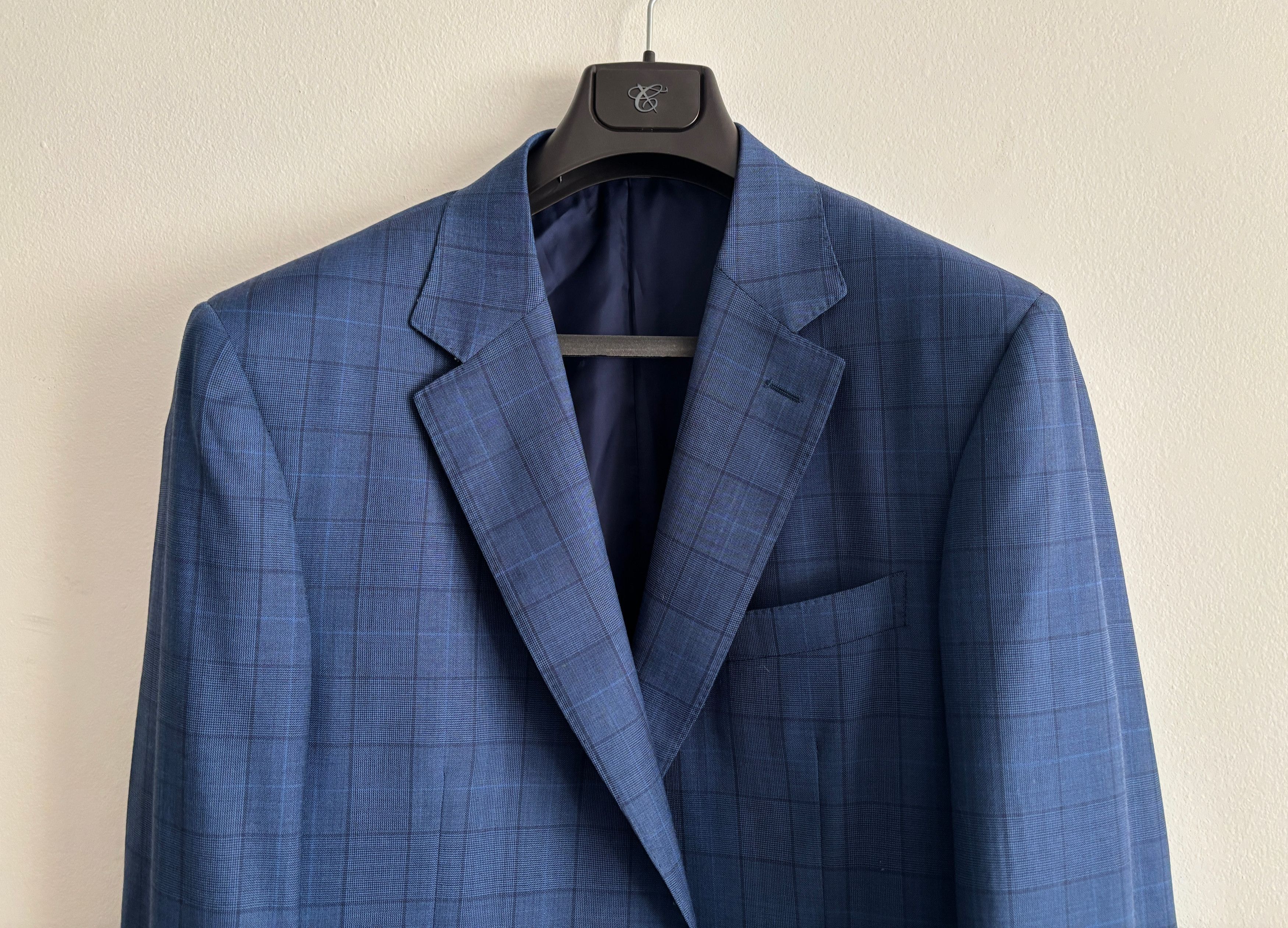 Canali $2100 Windowpane Check Blue Suit - Size 46. Pants 36-37 Size 46R - 2 Thumbnail