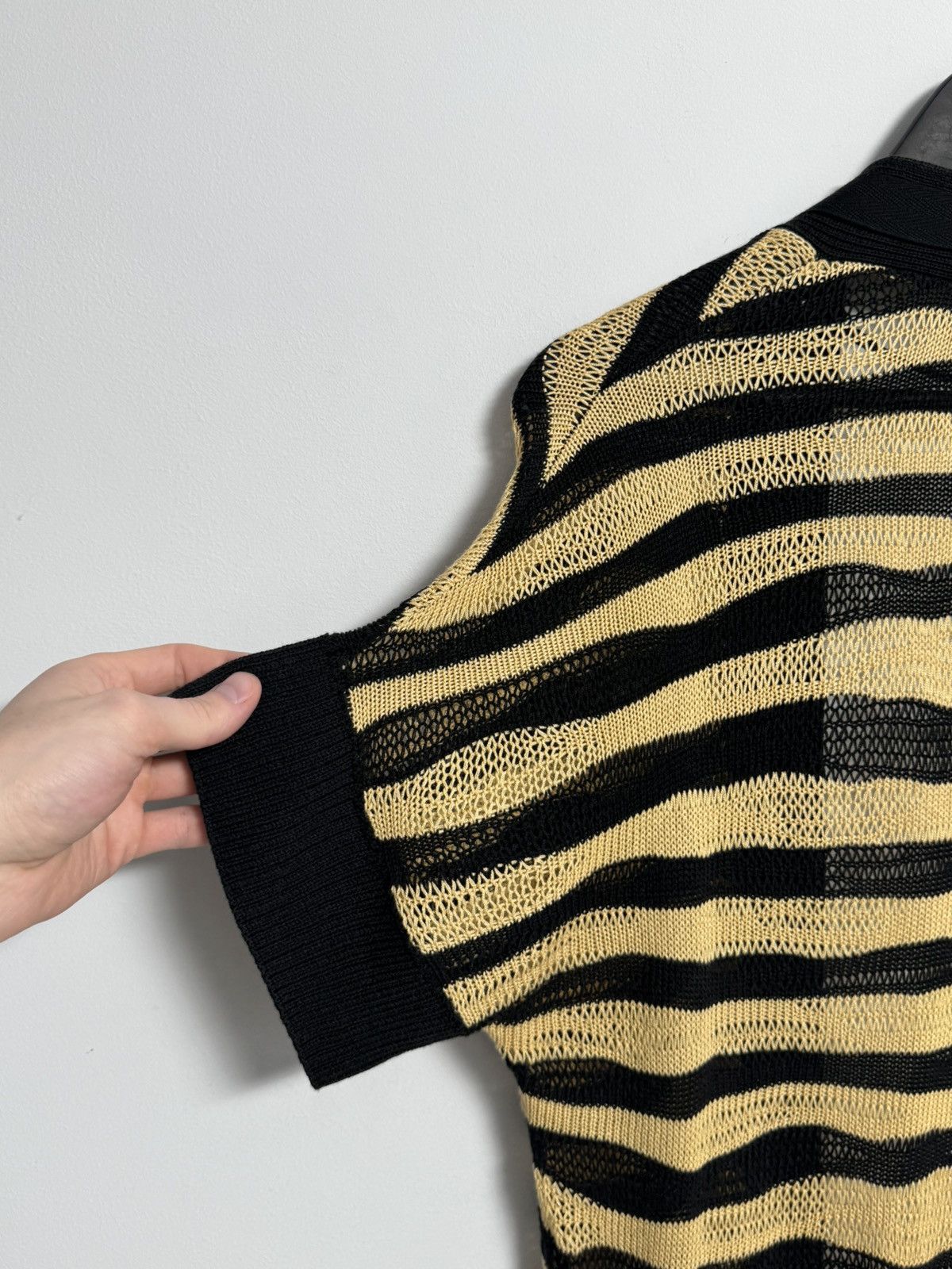 Diesel DIESEL Brand Black Beige Stripe Knit Sweater Cardigan Bolero Size XS / US 0-2 / IT 36-38 - 22 Thumbnail