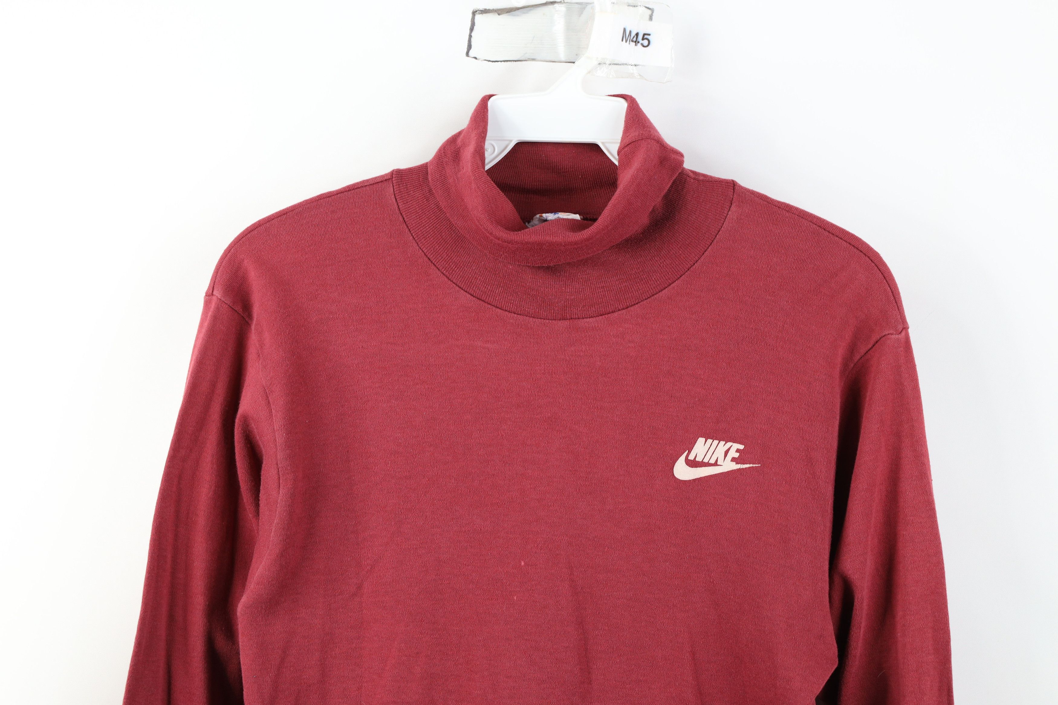 Nike Vintage 70s Nike Mini Swoosh Turtleneck T-Shirt Red USA Size S / US 4 / IT 40 - 2 Thumbnail