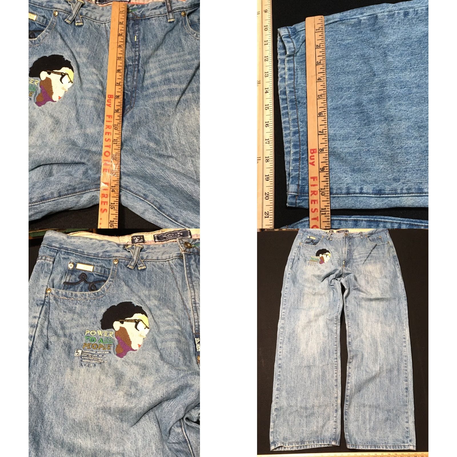 Rainbow LRG Jeans 42x32 Blue Denim 5-Pocket Grunge Fit VTG Wide-Leg Mens Jeans Size US 42 / EU 58 - 9 Thumbnail