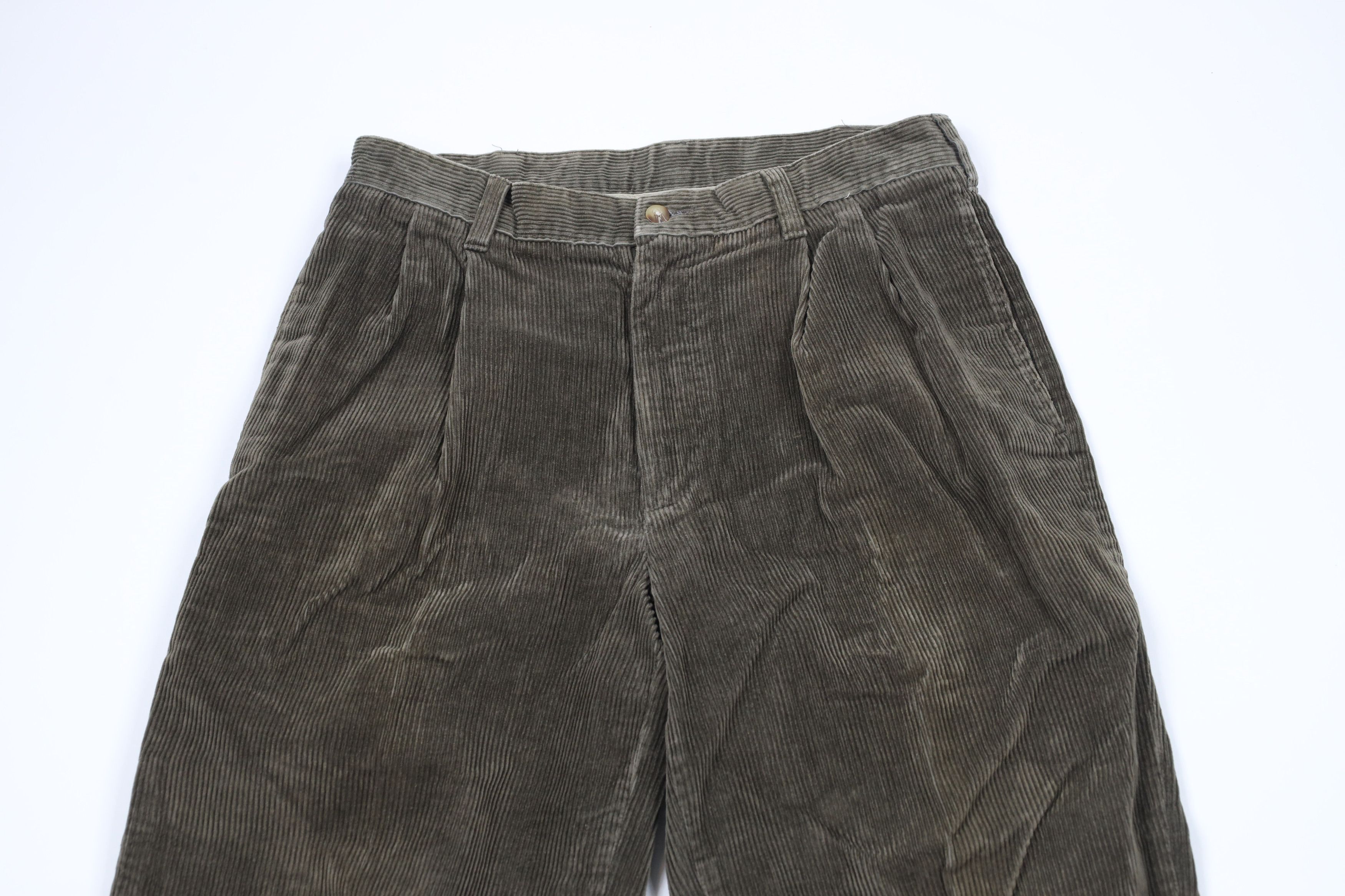 Vintage Vintage 90s Streetwear Pleated Cuffed Corduroy Chino Pants Size US 30 / EU 46 - 2 Thumbnail