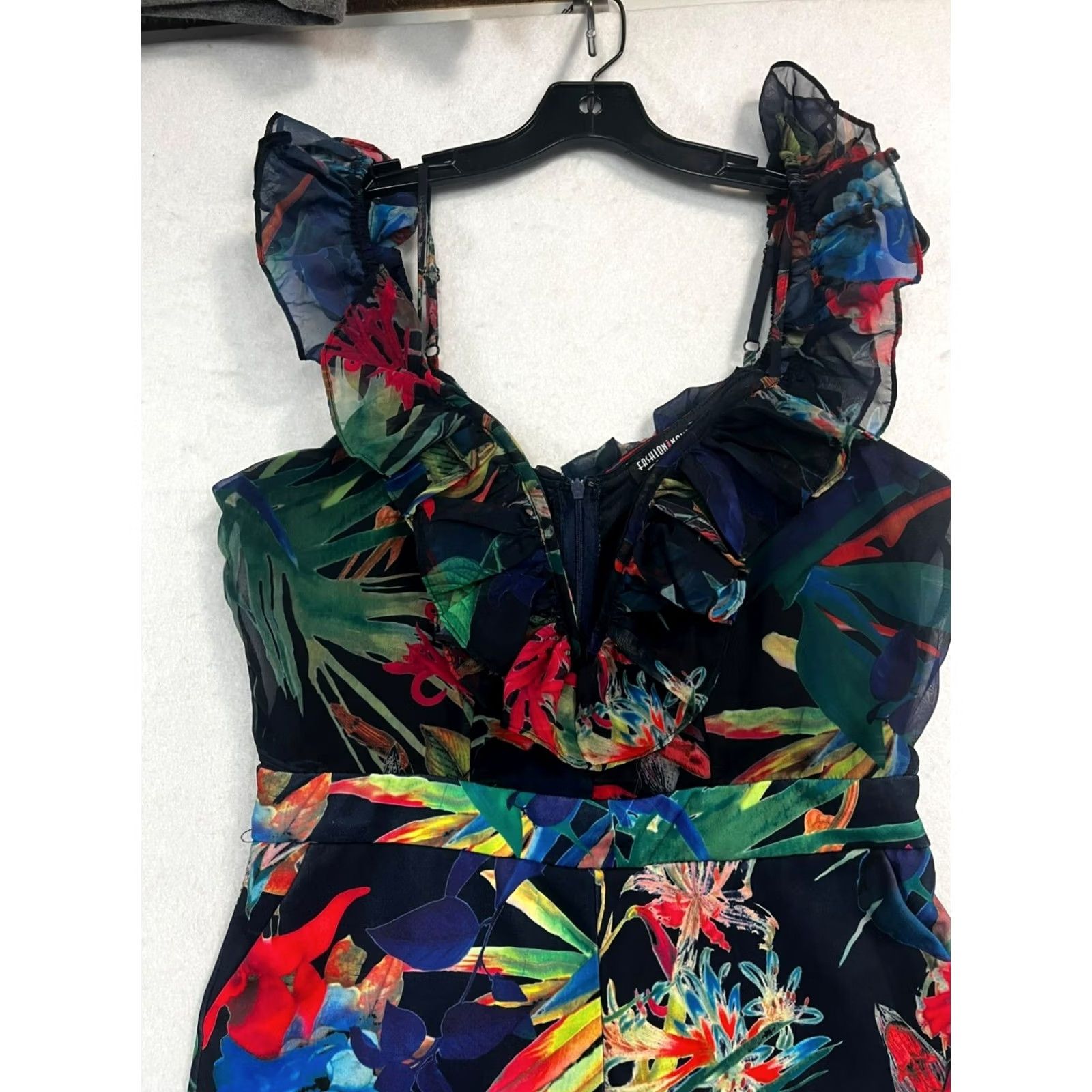 Fashion Nova VINTAGE? Women’s Fashion Nova Tropical Jumpsuit XL Navy One-Piece Womens Size 40" / US 18 - 3 Thumbnail