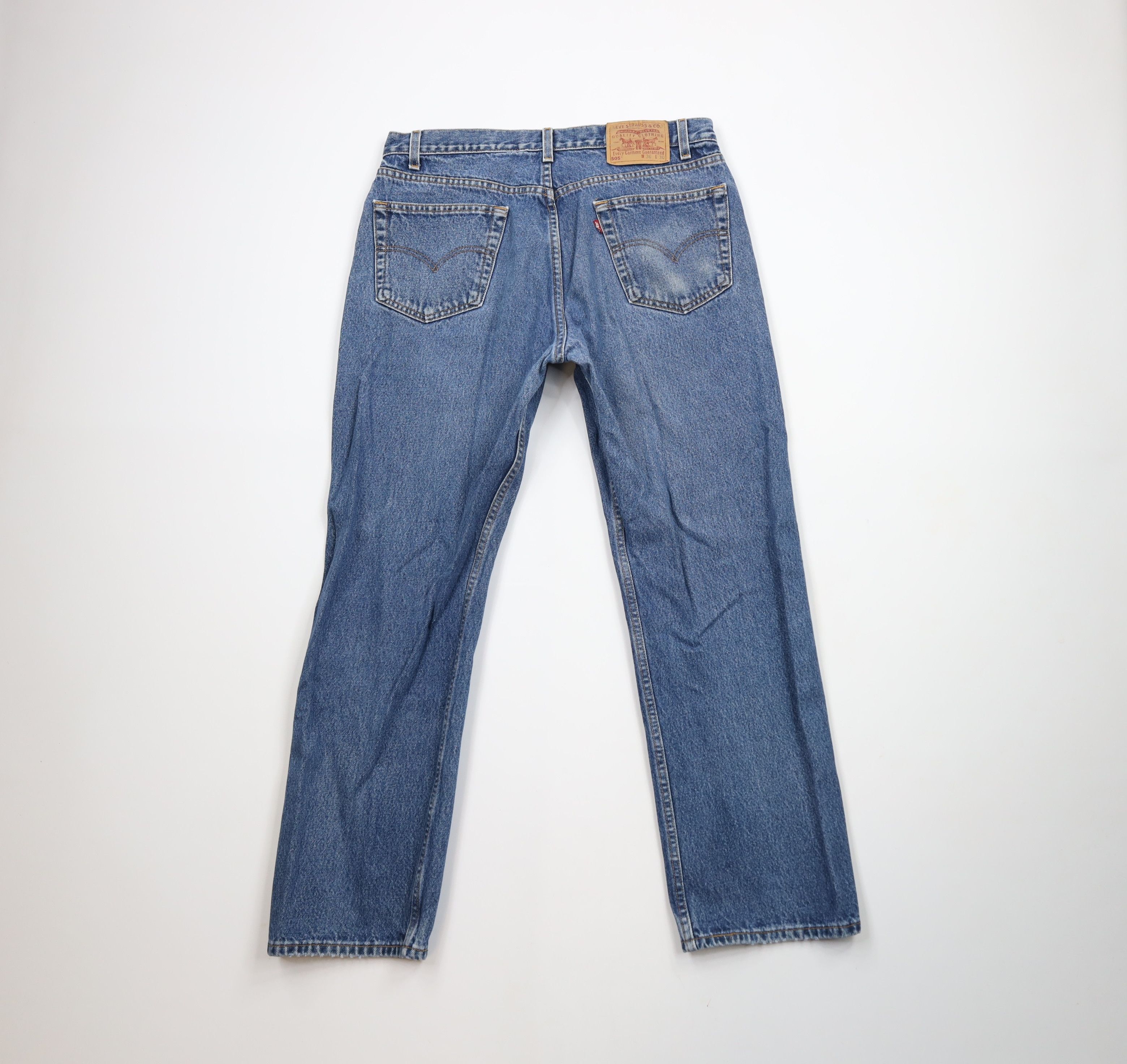 Levi's × Vintage Vintage 90s Levis 505 Regular Fit Denim Jeans Blue Cotton Size US 34 / EU 50 - 10 Thumbnail