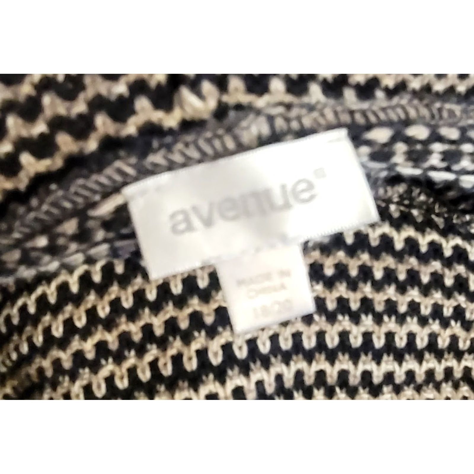 Avenue Avenue Striped Knit Tunic Cowl Neck Sweater Boho 20 Plus Black Beige Cotton Knit Womens Sweater Tunic Bohemian Size 3XL / US 20-22 - 2 Thumbnail