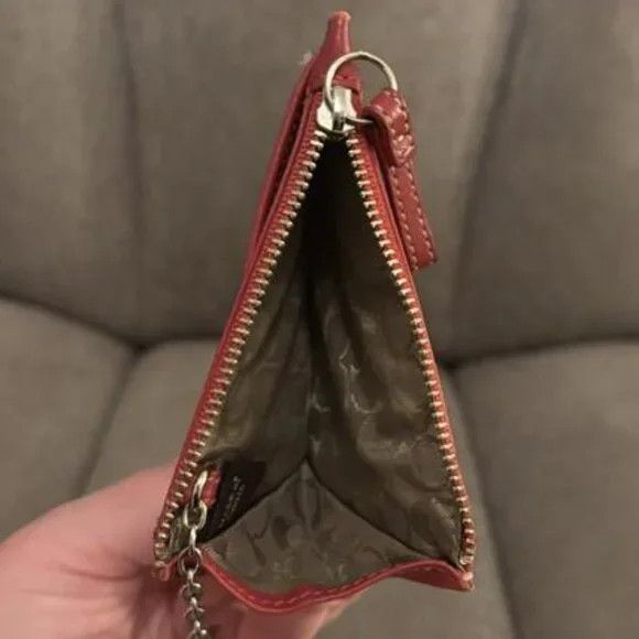 Coach Coach Red Leather Zip Card Case Wallet w/ Key Ring Size ONE SIZE - 3 Thumbnail