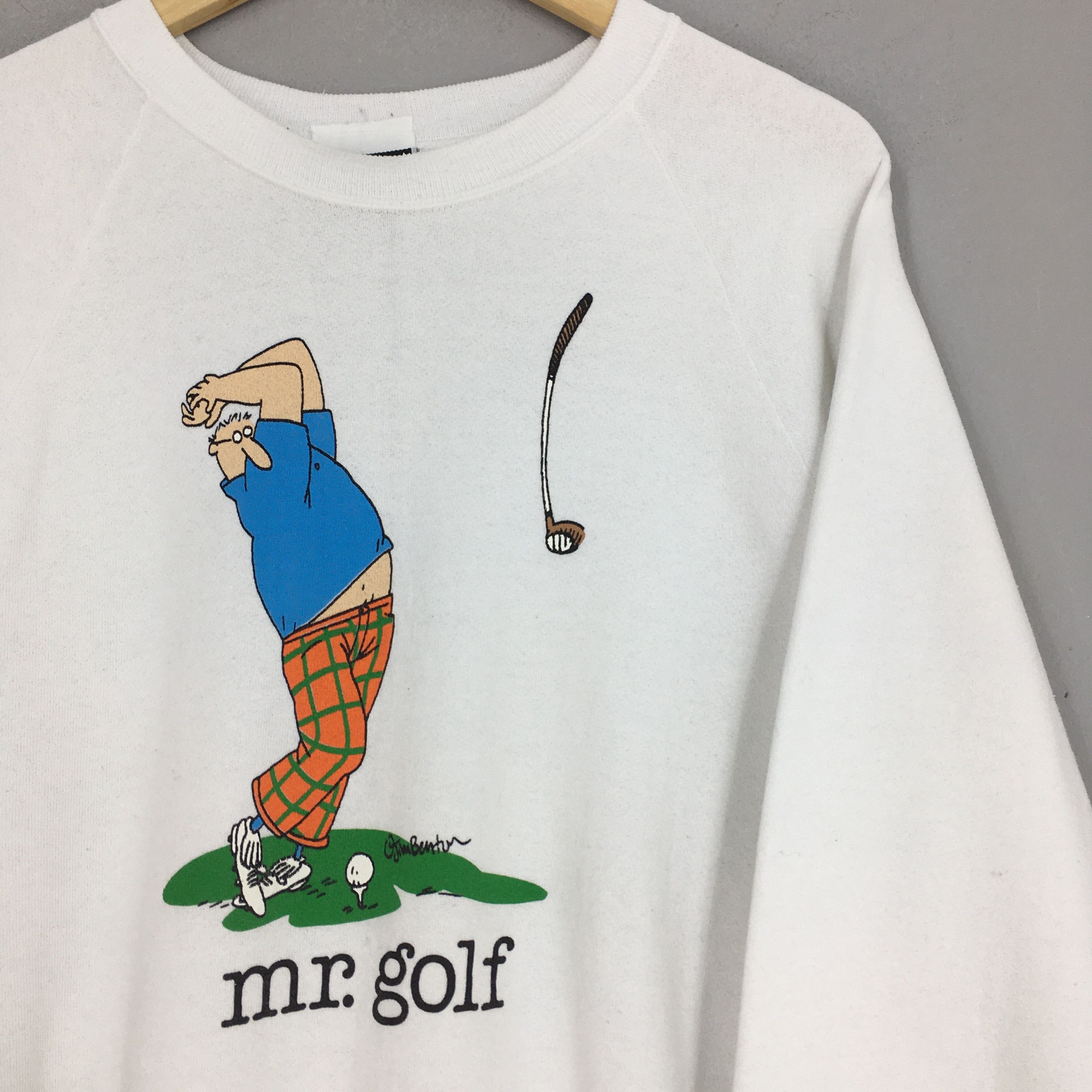 Vintage Vintage 1990s Mr Golf White Sweatshirt XLarge Size US XL / EU 56 / 4 - 2 Thumbnail