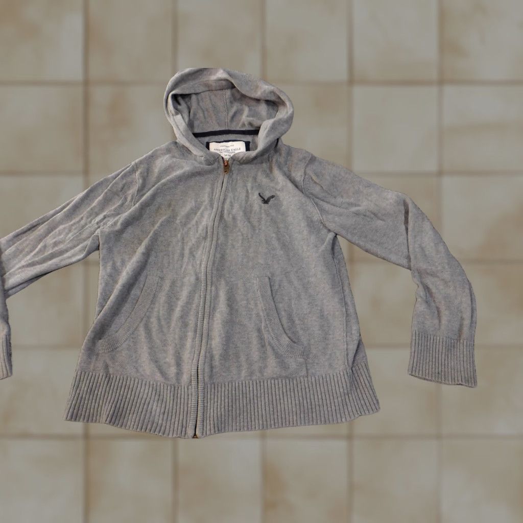 American Eagle Outfitters VINTAGE American Eagle Hoodie Womens Medium Gray Logo Zip stretch cotton Size M / US 6-8 / IT 42-44 - 1 Thumbnail