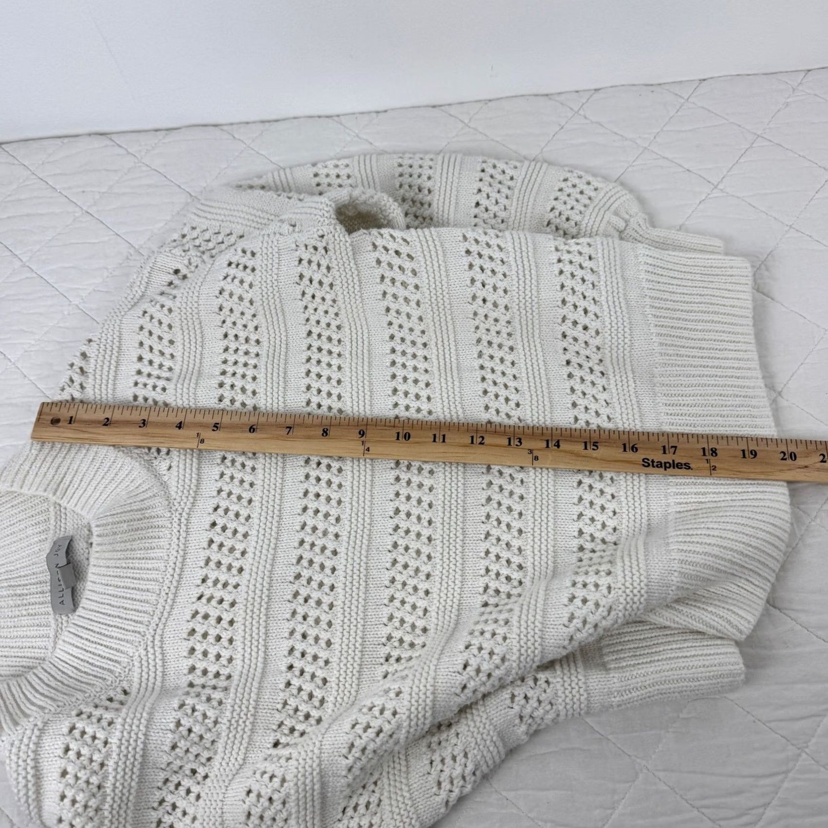 Vintage Allison Joy Sweater Womens S Ivory White Open Knit Pointelle Balloon Sleeve Crochet Size S / US 4 / IT 40 - 5 Thumbnail