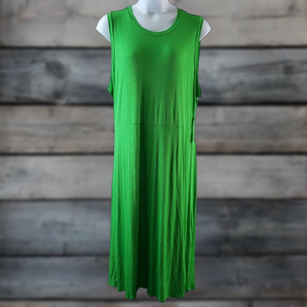 Vintage Future Collective Womens Dress 3X Green Ribbed Cutout Sleeveless Bodycon Long Rayon Blend Casual Vintage No N/A Size XXL / US 16-18 / IT 52-54 - 1 Thumbnail