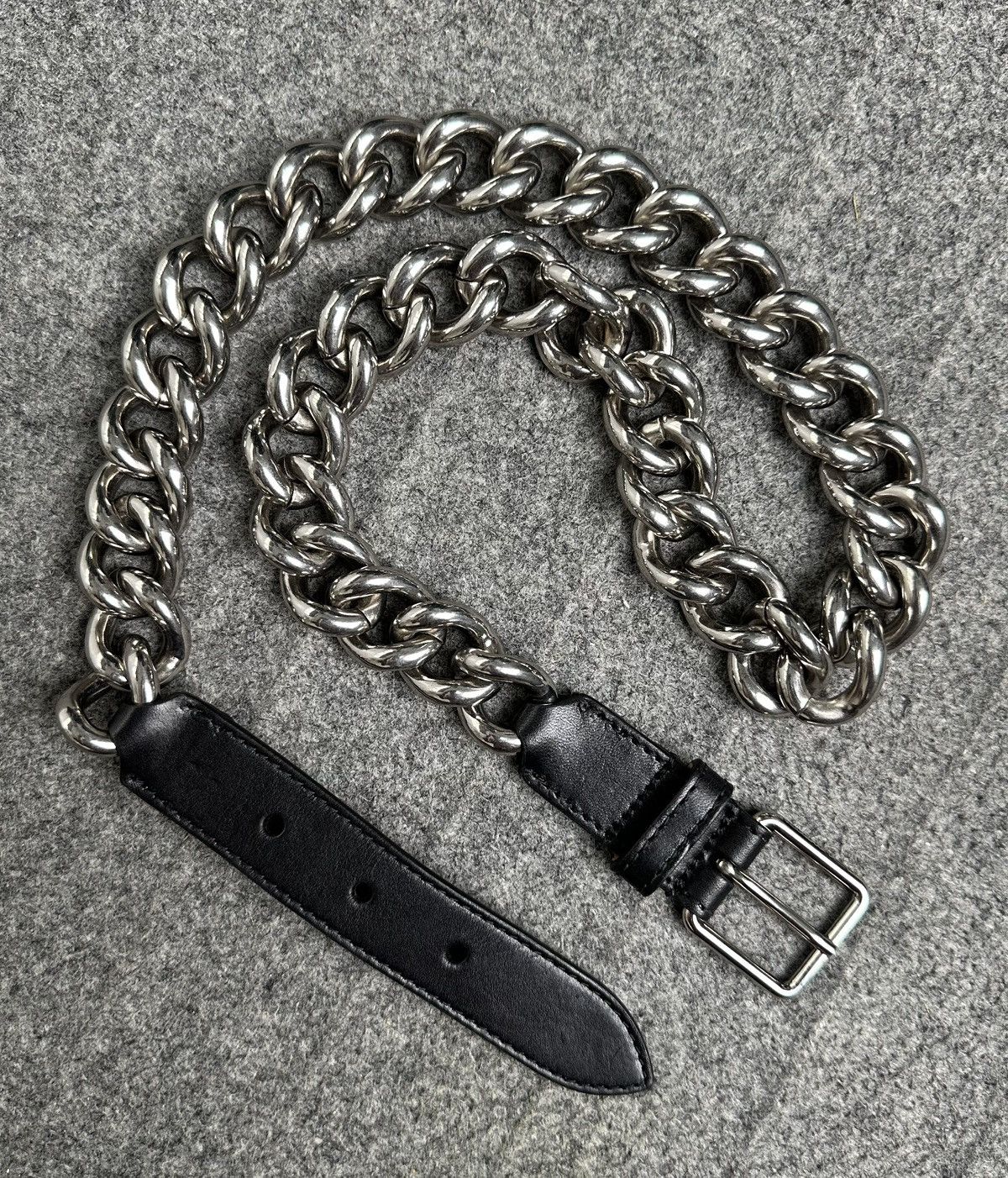 Alexander McQueen Alexander Mcqueen - Chain Belt / Leather Three Holes - Black Size ONE SIZE - 2 Thumbnail