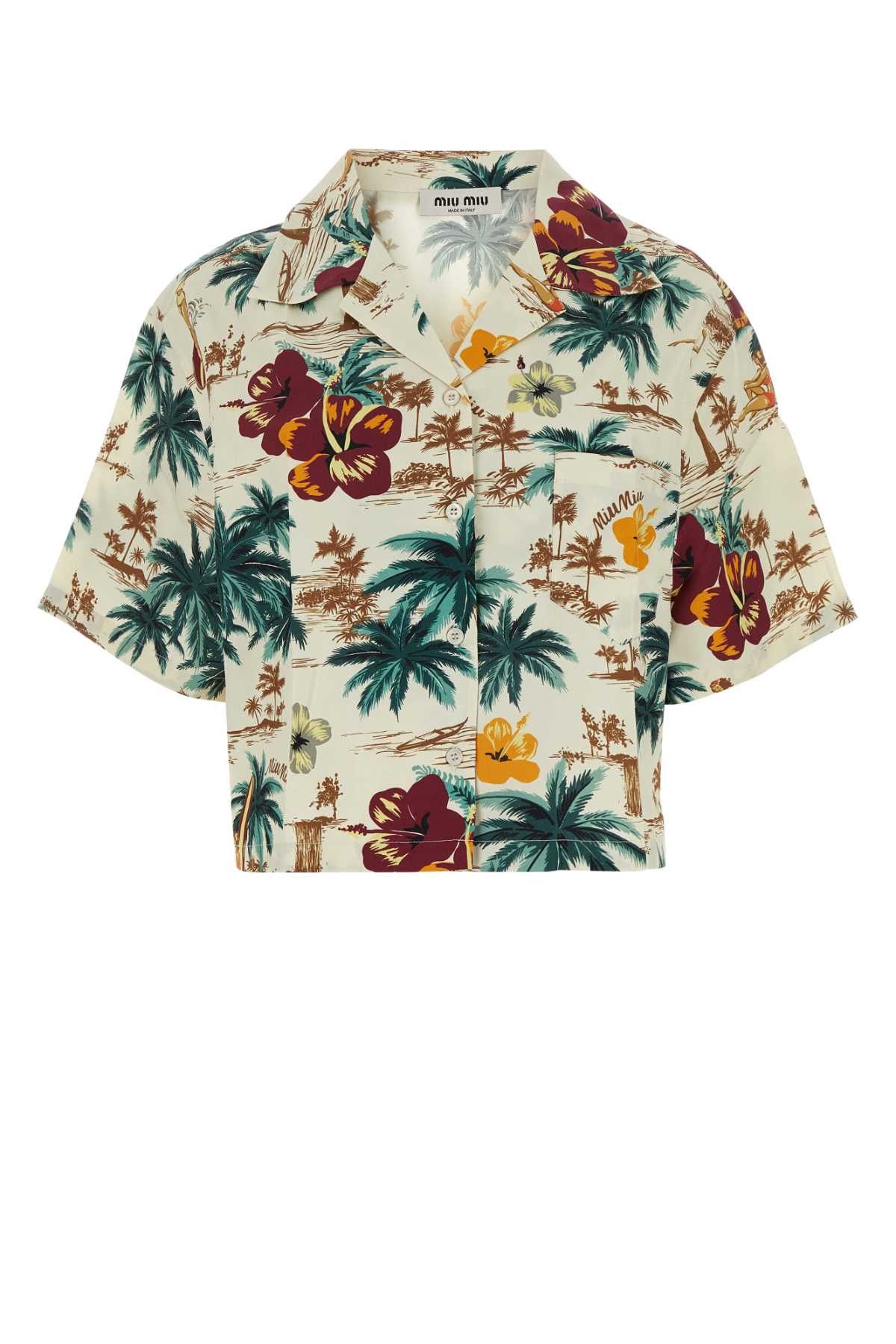 image of Miu Miu Printed Silk Shirt in Exotic, Women's (Size Medium)