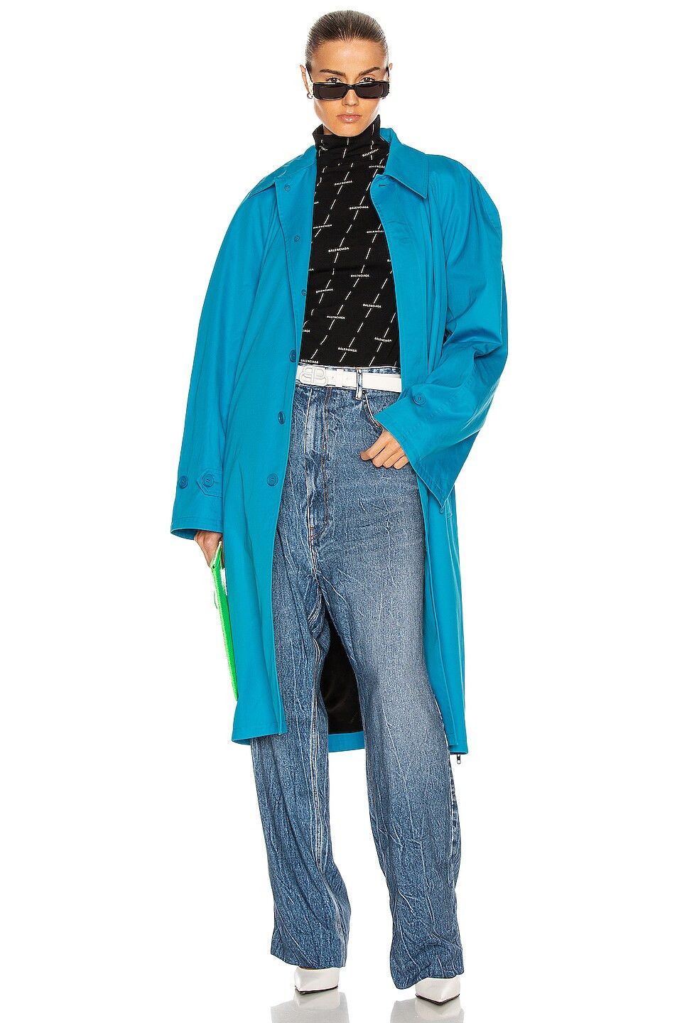 Balenciaga o1y0625 Full-Length Jacket in Azure Size S / US 4 / IT 40 - 3 Thumbnail