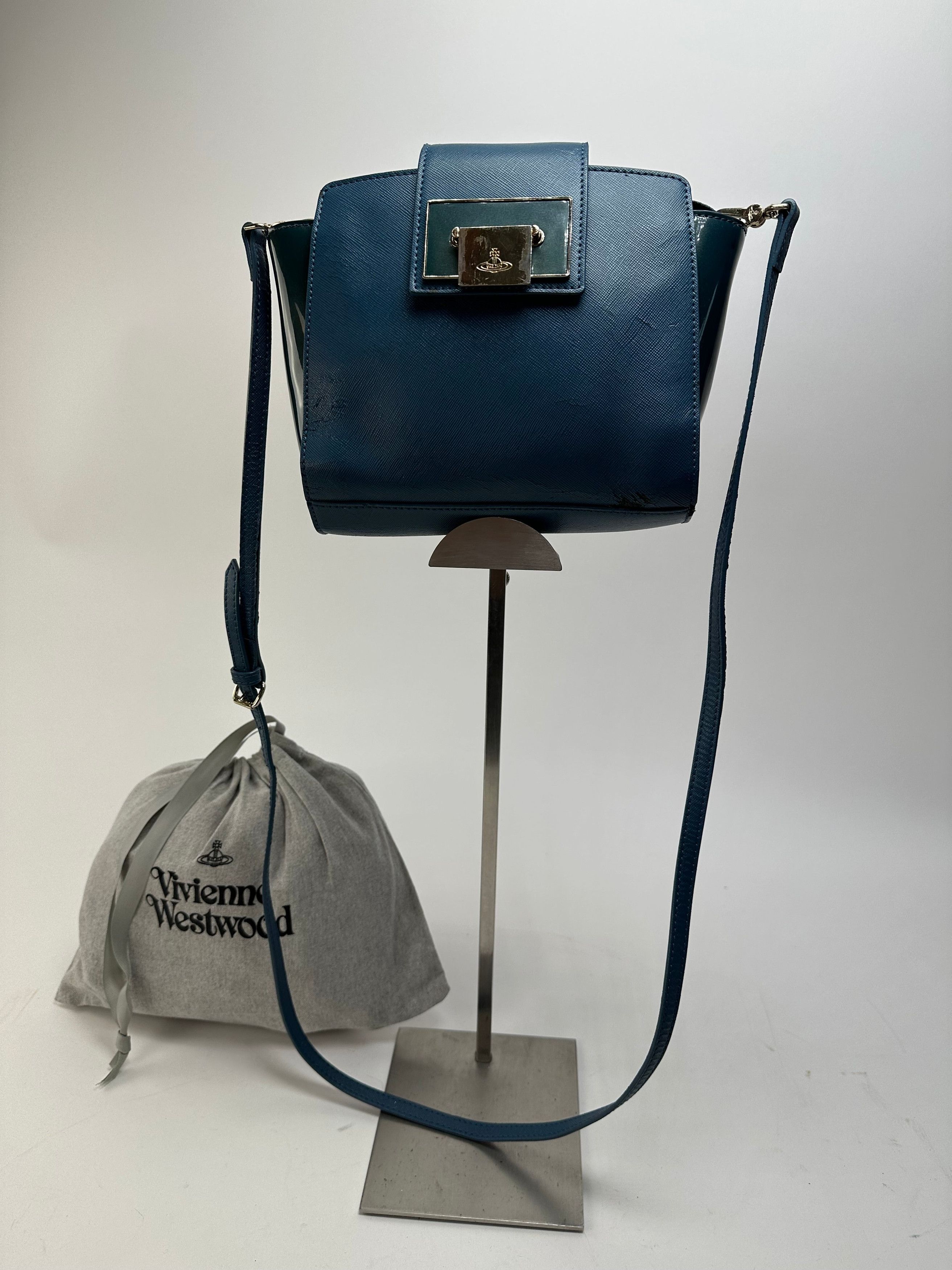 Vivienne Westwood Opio Saffiano Crossbody Bag Teal Blue Size ONE SIZE - 1 Thumbnail