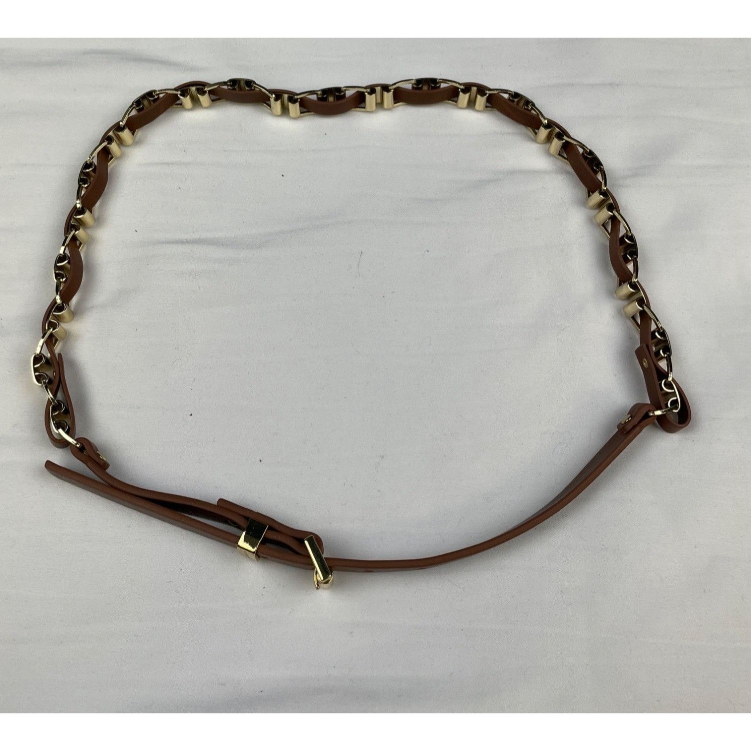 Michael Kors Michael Kors Women's Tan/Gold Chain Link/Leather Belt Size X Size ONE SIZE - 3 Thumbnail