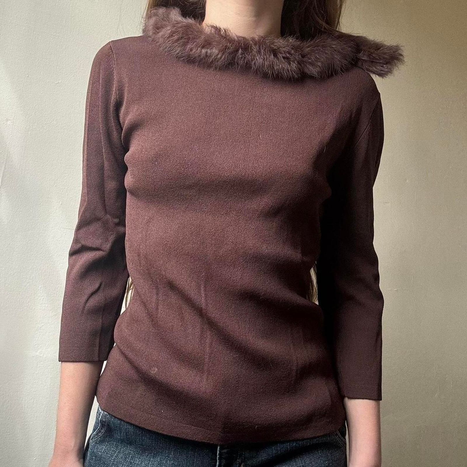 Vintage Vintage Joseph A. Brown Faux Fur Boatneck Blouse Small Y2K Size S / US 4 / IT 40 - 3 Thumbnail