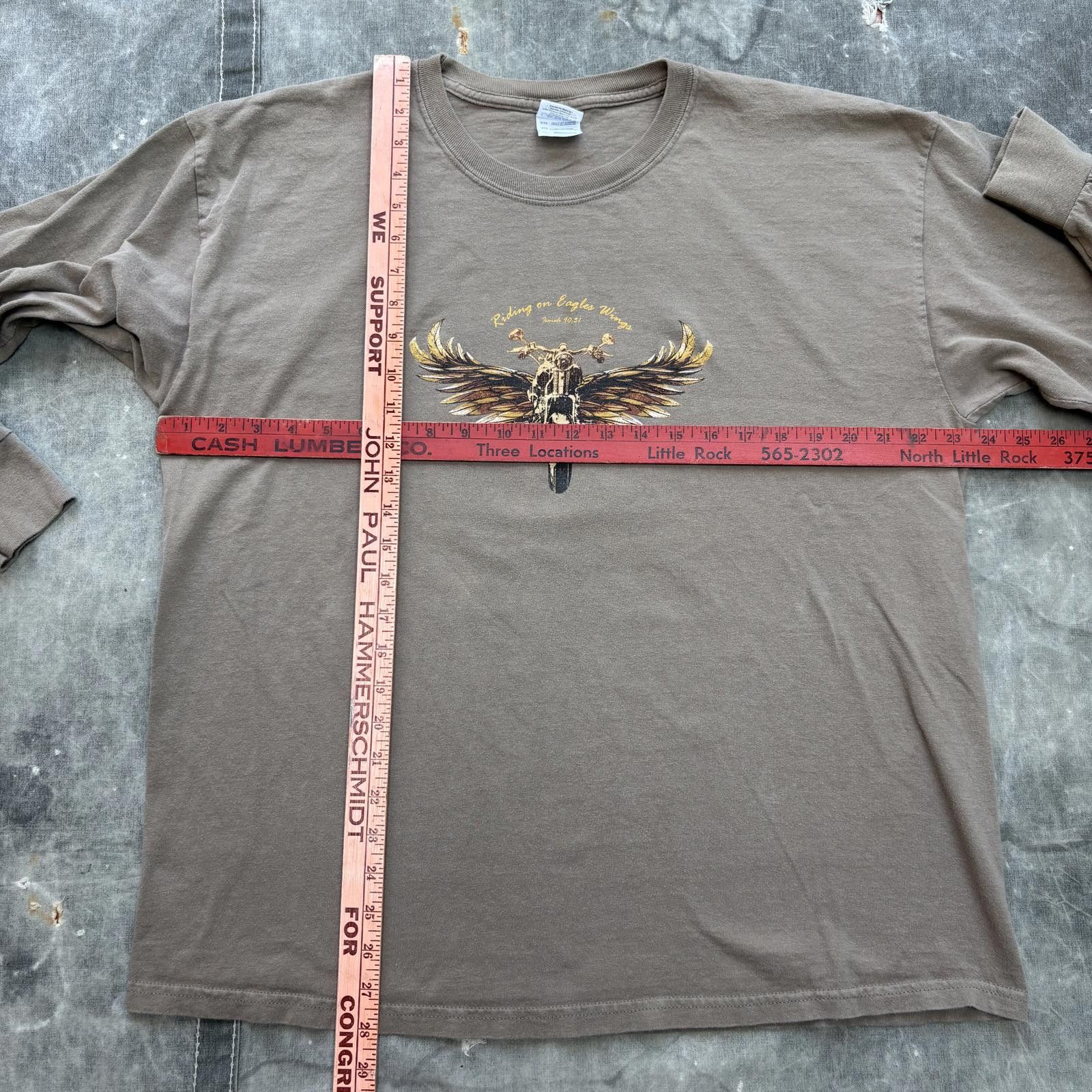 Gildan Vintage Y2K Riding On Eagle’s Wings Biker Bible Jesus Shirt Size US XL / EU 56 / 4 - 6 Thumbnail