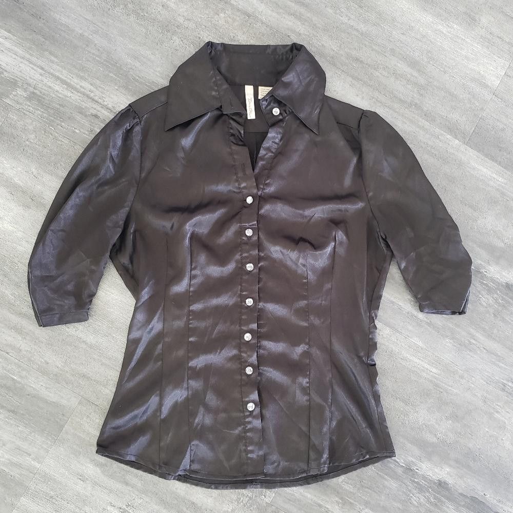 Designer Black Detailed D&B Dressy Button Down Size S / US 4 / IT 40 - 1 Thumbnail