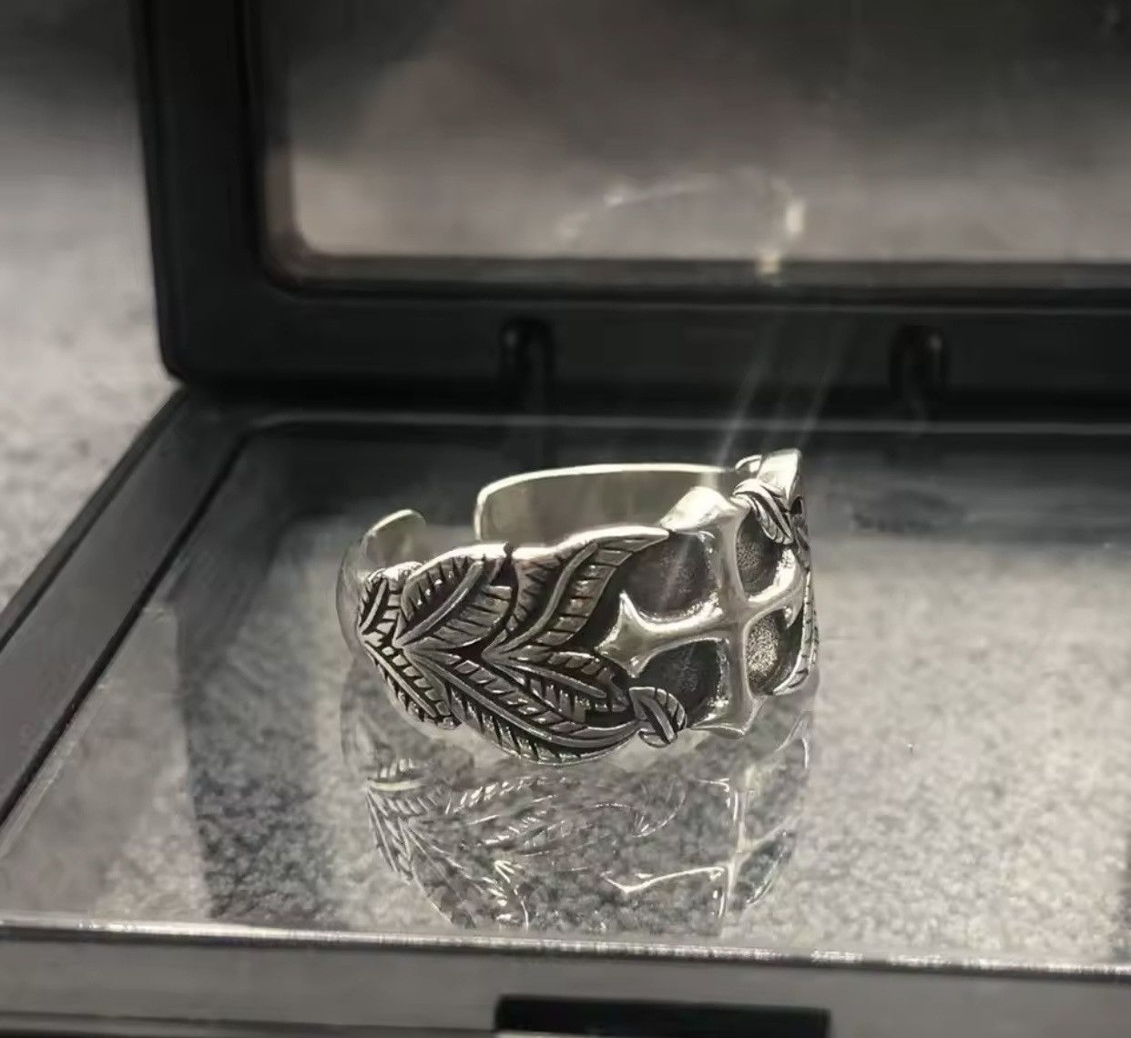 Jewelry × Vintage Punk Hip Hop Style Fashion Cross Thai Silver Ring Size ONE SIZE - 5 Thumbnail