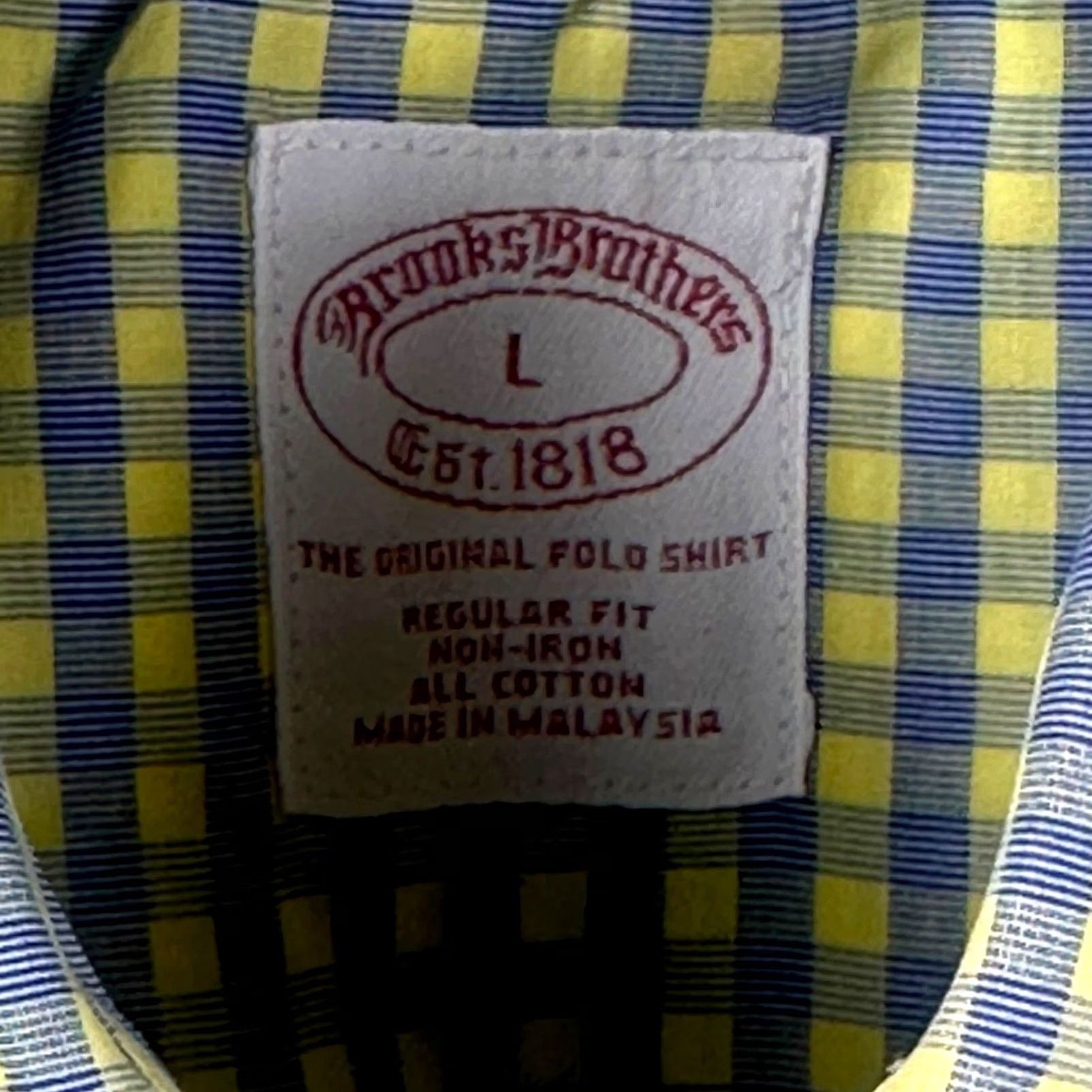 Brooks Brothers Brooks Brothers Men's L Yellow Blue Check Short Sleeve Button Down Shirt Size US L / EU 52-54 / 3 - 3 Thumbnail