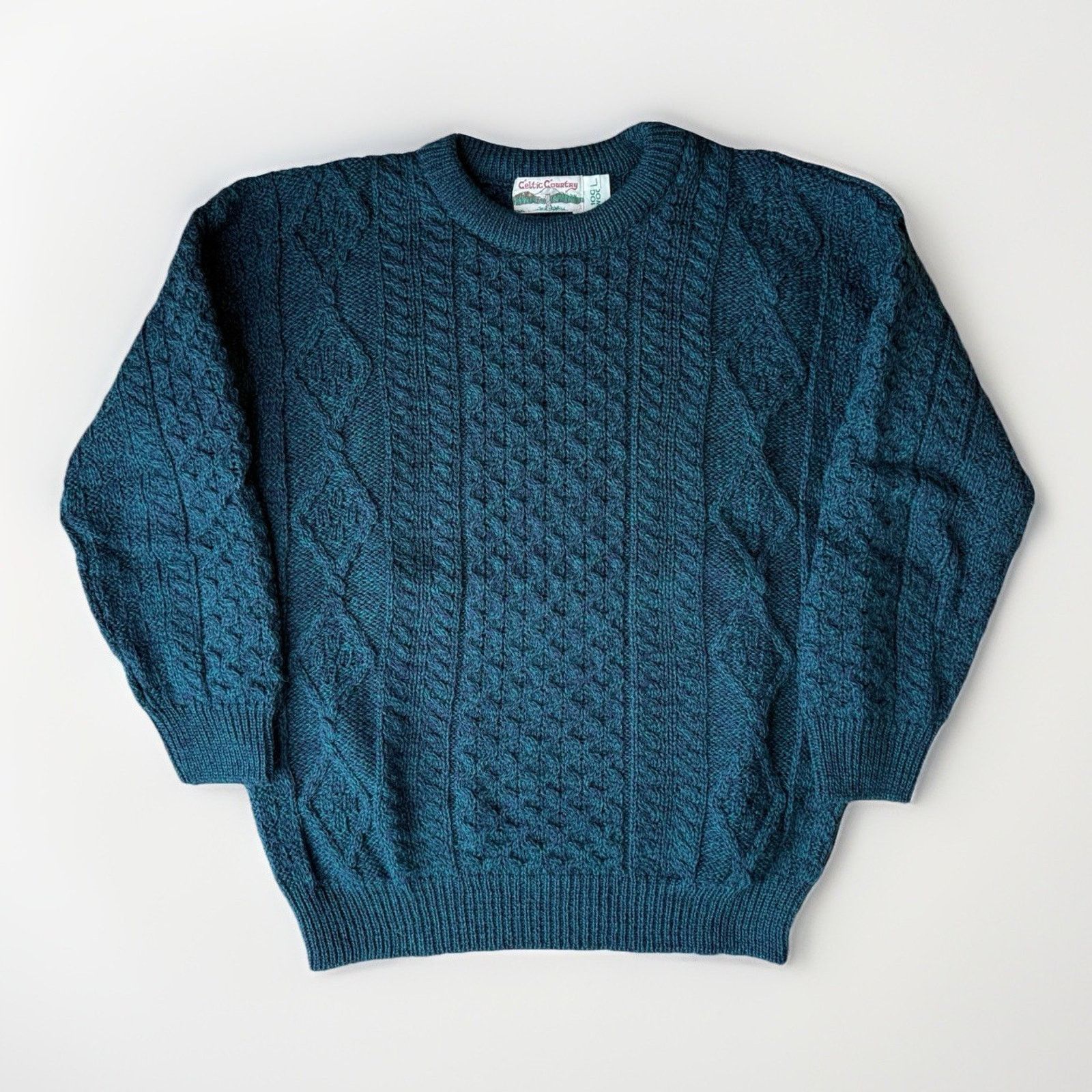Other Vintage Celtic Country Cable Knit Wool Sweater Large Green Size US L / EU 52-54 / 3 - 1 Thumbnail
