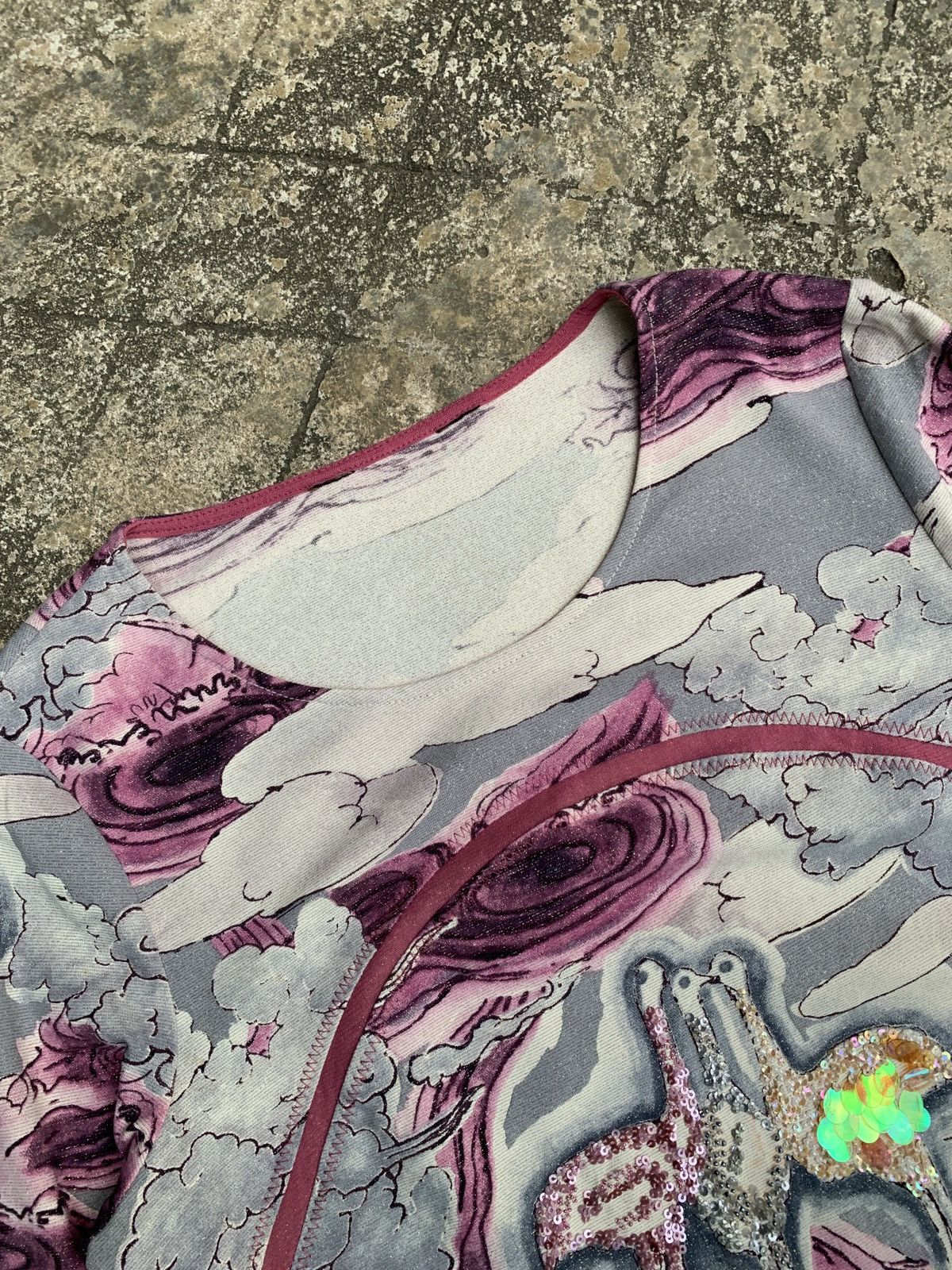 Japanese Brand y2k Turkey Art Pscyhedelic Gliterry Longlsleeve Top Size L / US 10 / IT 46 - 6 Thumbnail