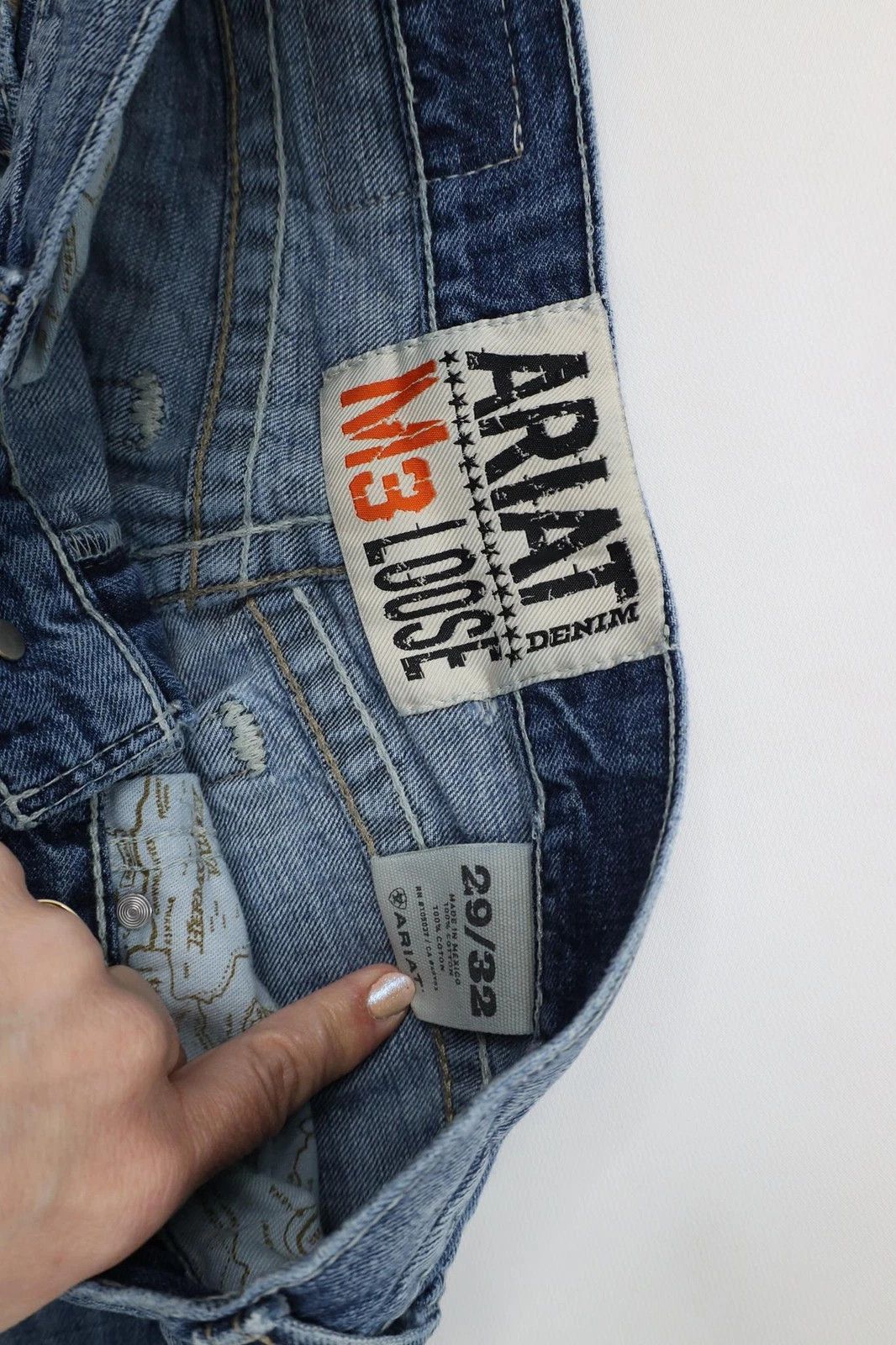 Ariat Ariat M3 Loose Fit Thick Stitch Wide Leg Denim Jeans Blue Size US 29 - 10 Thumbnail