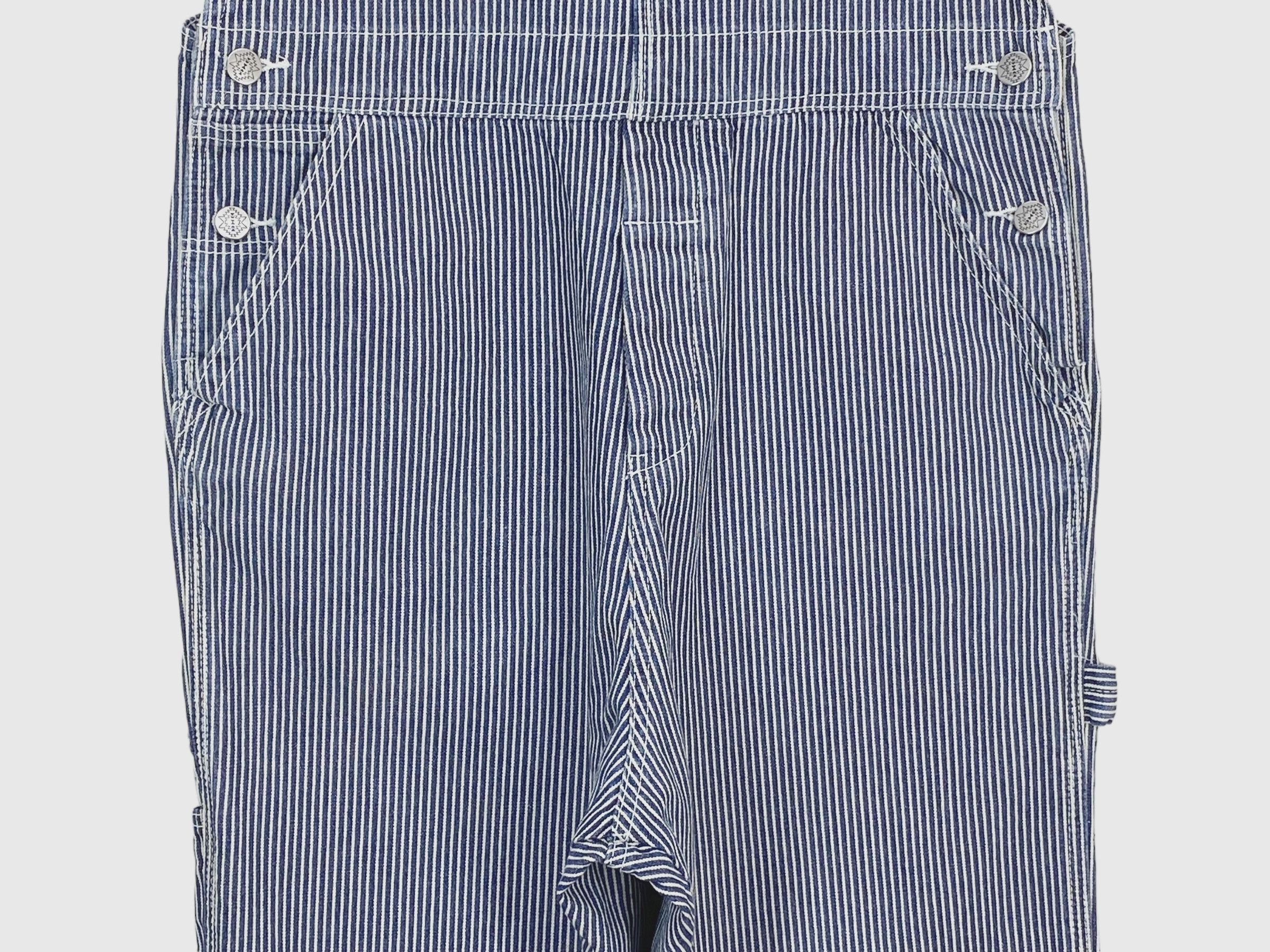 Japanese Brand W Closet Denim Bib Overalls Hickory Workwear Size US 35 - 4 Thumbnail