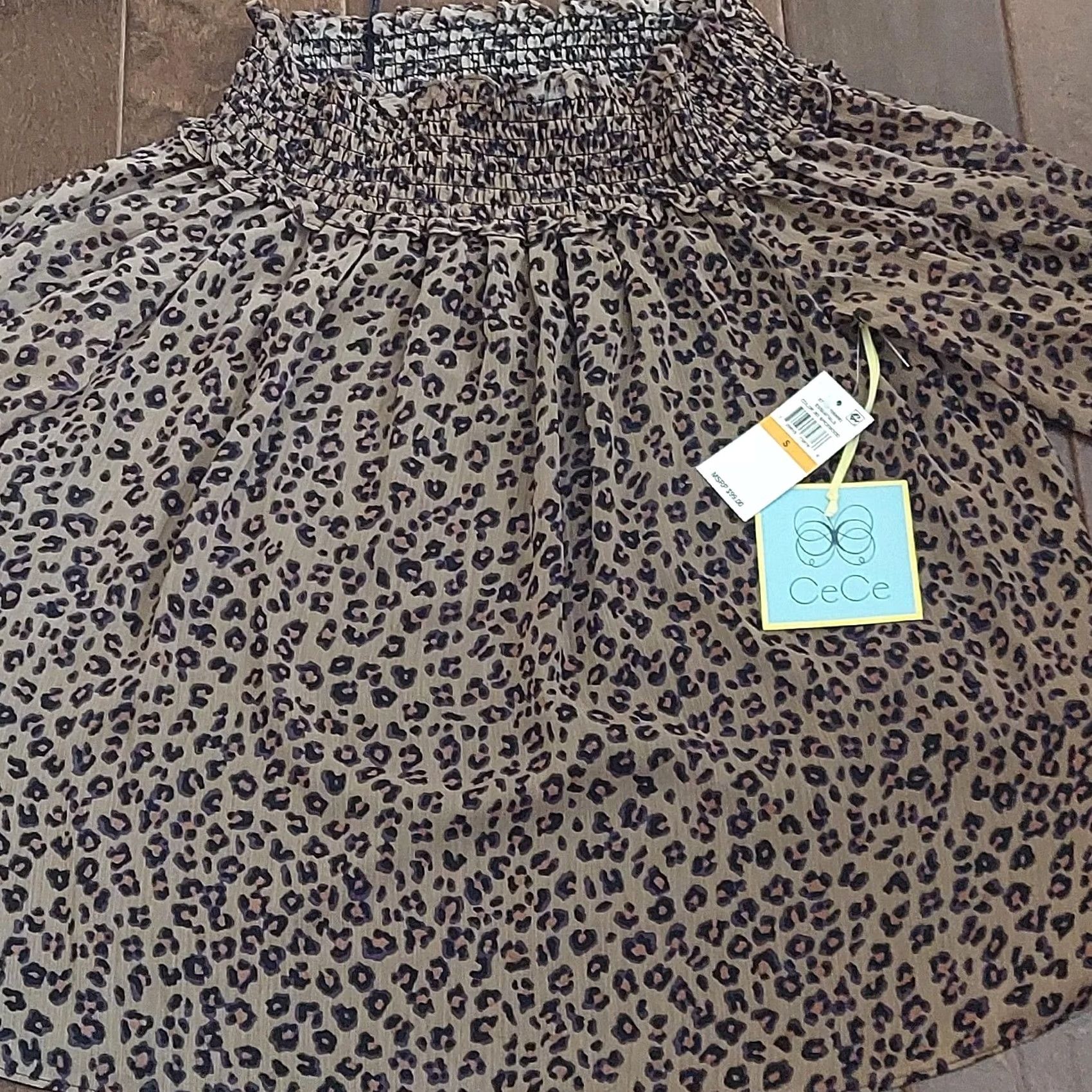 Vintage CECE Cheetah Print Blouse Off the Shoulder Flutter Sleeve Sz S Brown NWT Casual Womens Blouse Size S / US 4 / IT 40 - 6 Thumbnail