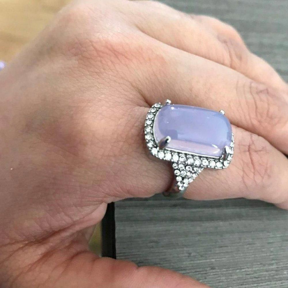 Designer Large Taro Purple Gemstone Elegant Silver Ring - Size 6 Size ONE SIZE - 5 Thumbnail