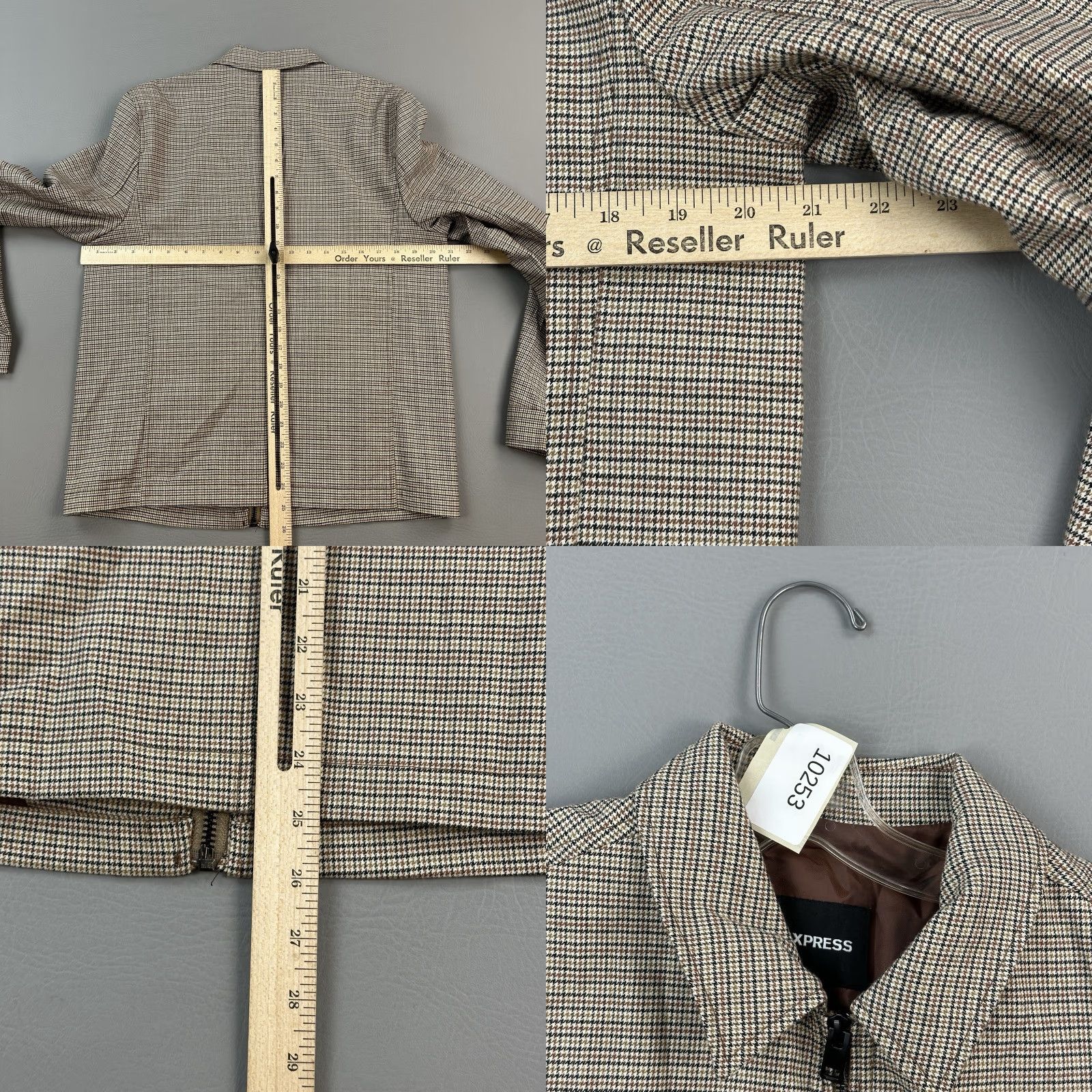 Express Express Jacket Mens Small Micro Houndstooth Full Zip Performance Stretch NWT Size US S / EU 44-46 / 1 - 9 Thumbnail