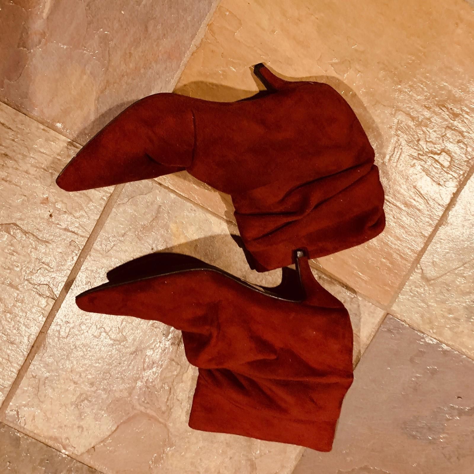 The Unbranded Brand Womans Ankle Boots Wine Red Soft Boots Heels 8 (G122) Size US 8 / IT 38 - 3 Thumbnail