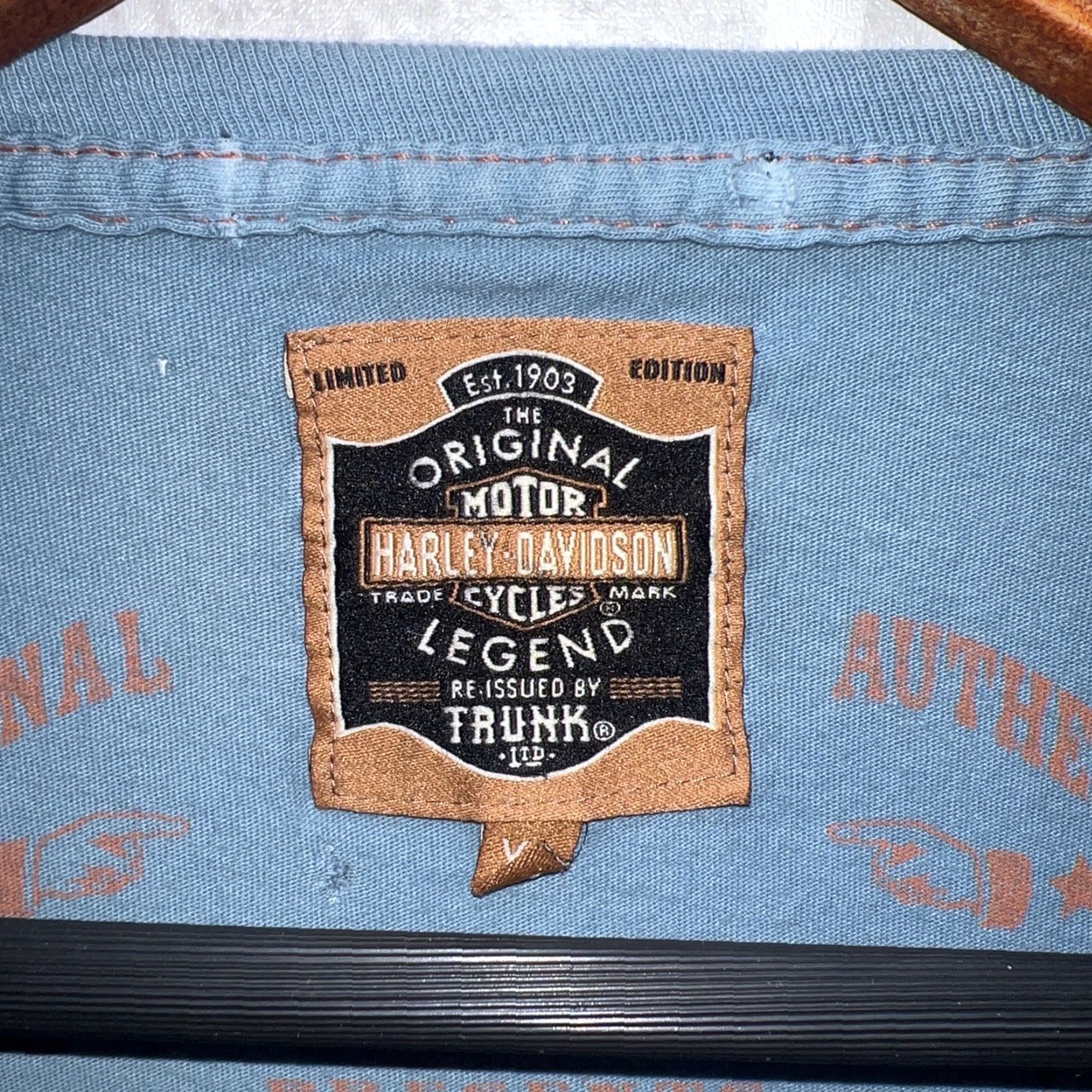 Harley Davidson Harley-Davidson Original Motor Legend Blue T-Shirt Mens XL Size Size US XL / EU 56 / 4 - 3 Thumbnail