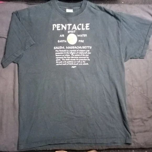 Fruit Of The Loom Vintage Pentacle Symbol Salem Witch Wicca T-Shirt Size US XL / EU 56 / 4 - 2 Thumbnail