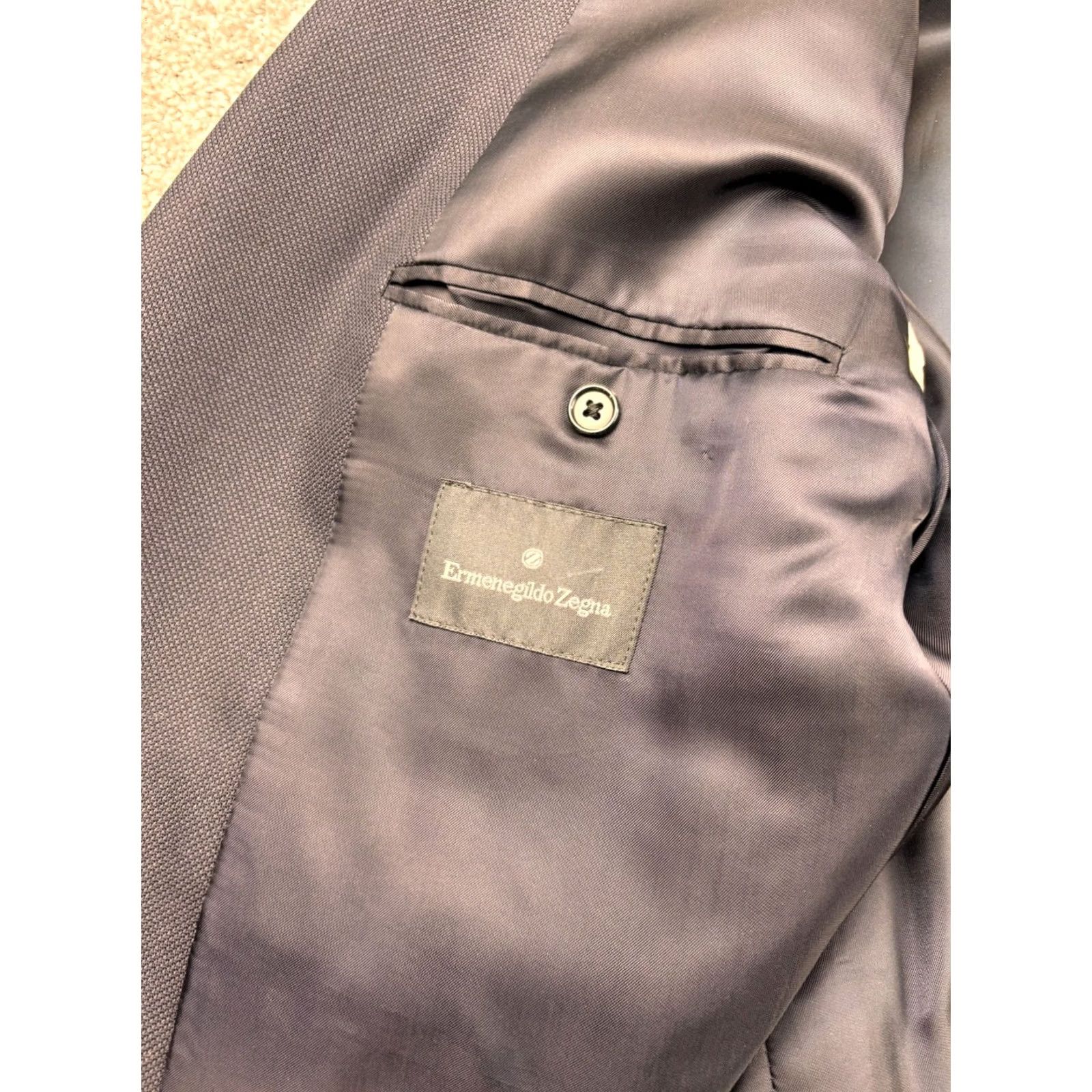 Ermenegildo Zegna Ermenegildo Zegna Blazer Mens 44L Long Navy 3 Button Birdseye Wool Vintage? No. Size 44R - 3 Thumbnail