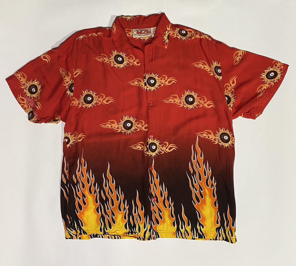 Vintage Malibu Dreams Men’s Button Down Shirt Flames Rayon Size L Size US L / EU 52-54 / 3 - 3 Thumbnail
