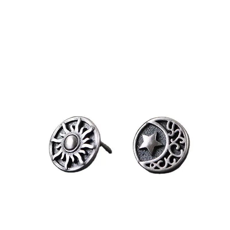 Jewelry Tiny Sun Moon Stud Earrings 925 Sterling Ear Charms Gift Size ONE SIZE - 5 Thumbnail