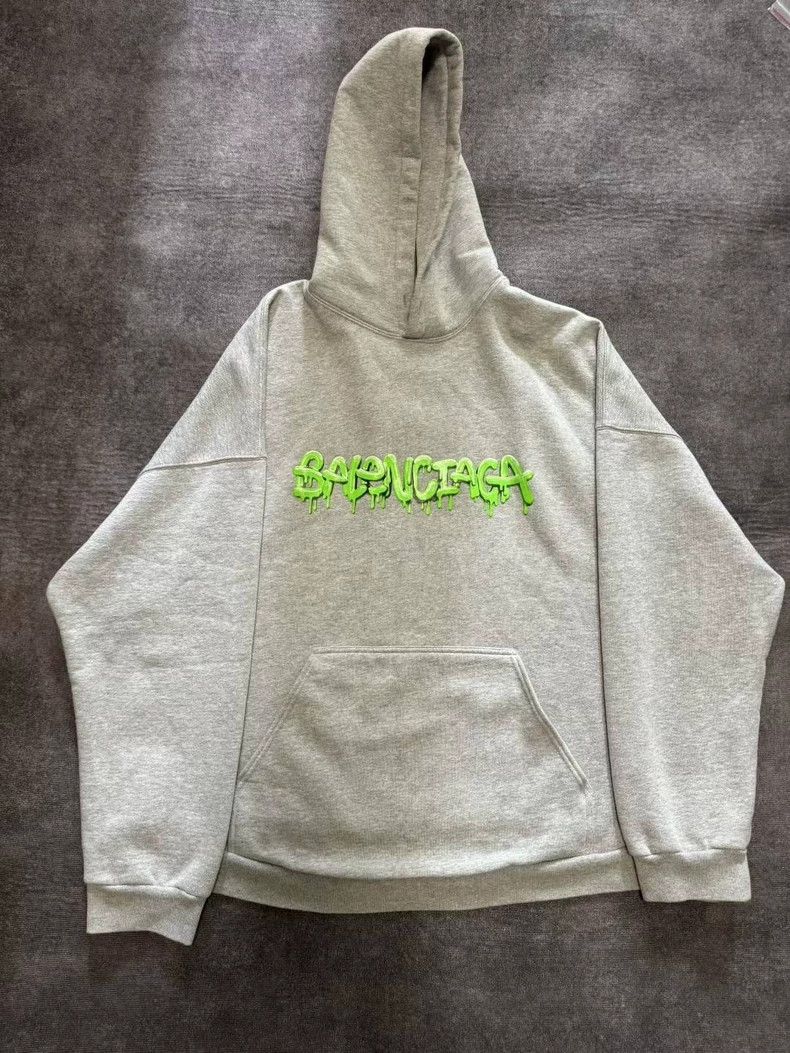 Balenciaga Balenciaga Gray dissolved graffiti hoodie Size US XL / EU 56 / 4 - 1 Thumbnail