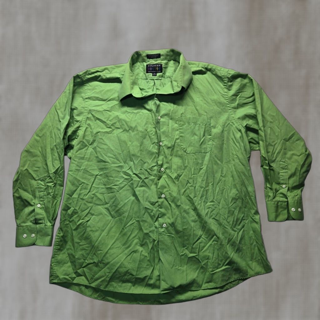 Alexander Julian Alexander Julian Shirt Men's 2XL Solid Green Button-Up Casual Formal Business Workwear 18 18.5 XXL 2XL Colourful Logo Modern Classic Size US XXL / EU 58 / 5 - 1 Thumbnail